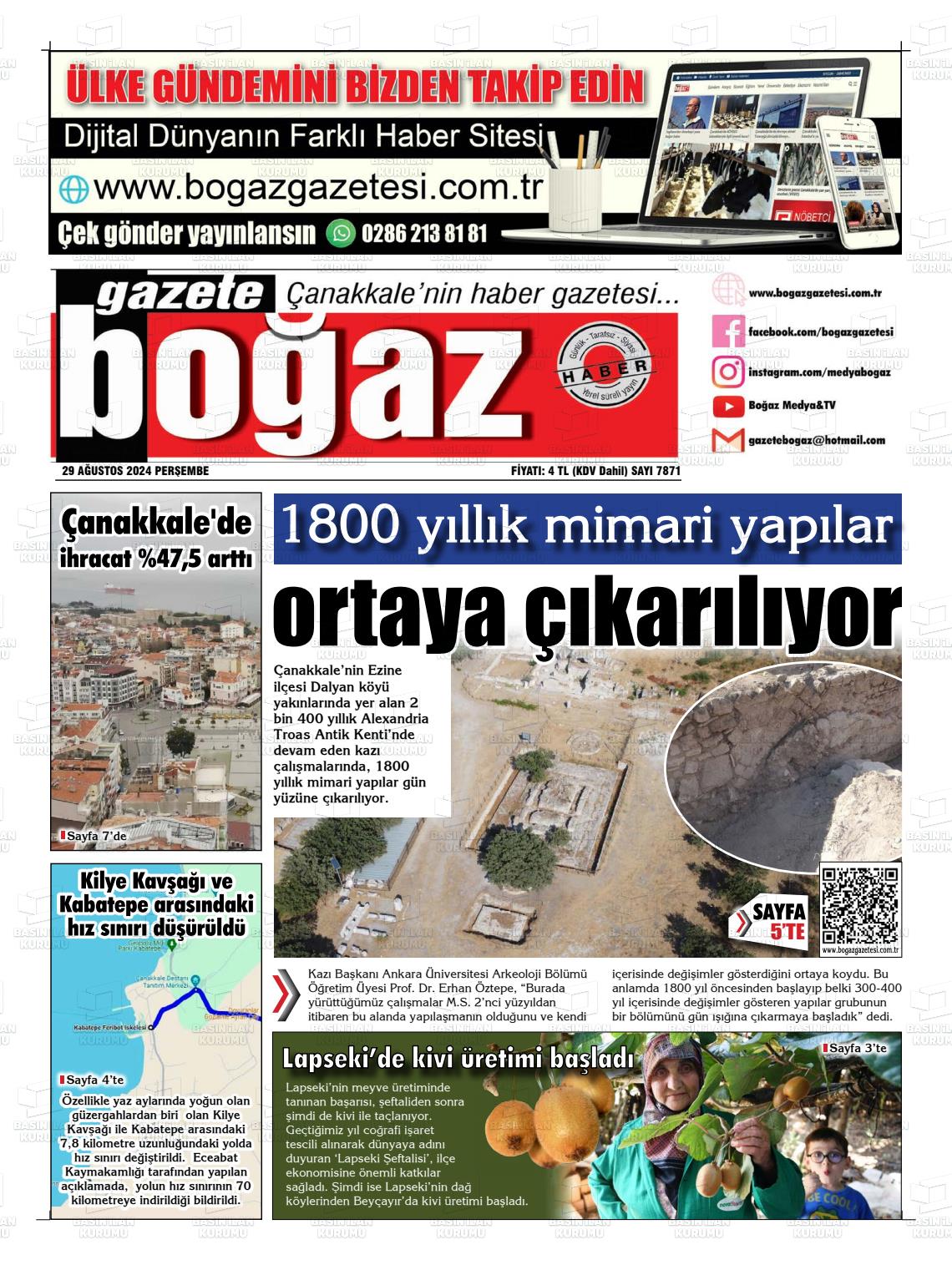 29 Ağustos 2024 Bogaz Gazete Manşeti