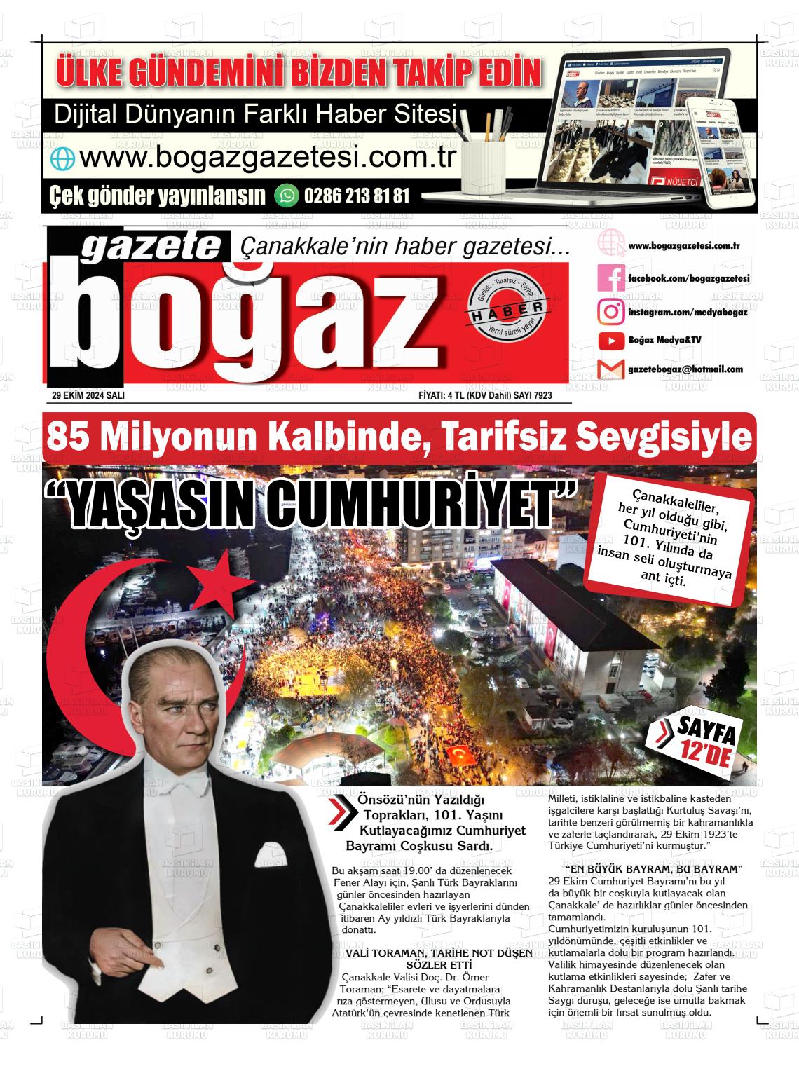 29 Ekim 2024 Bogaz Gazete Manşeti