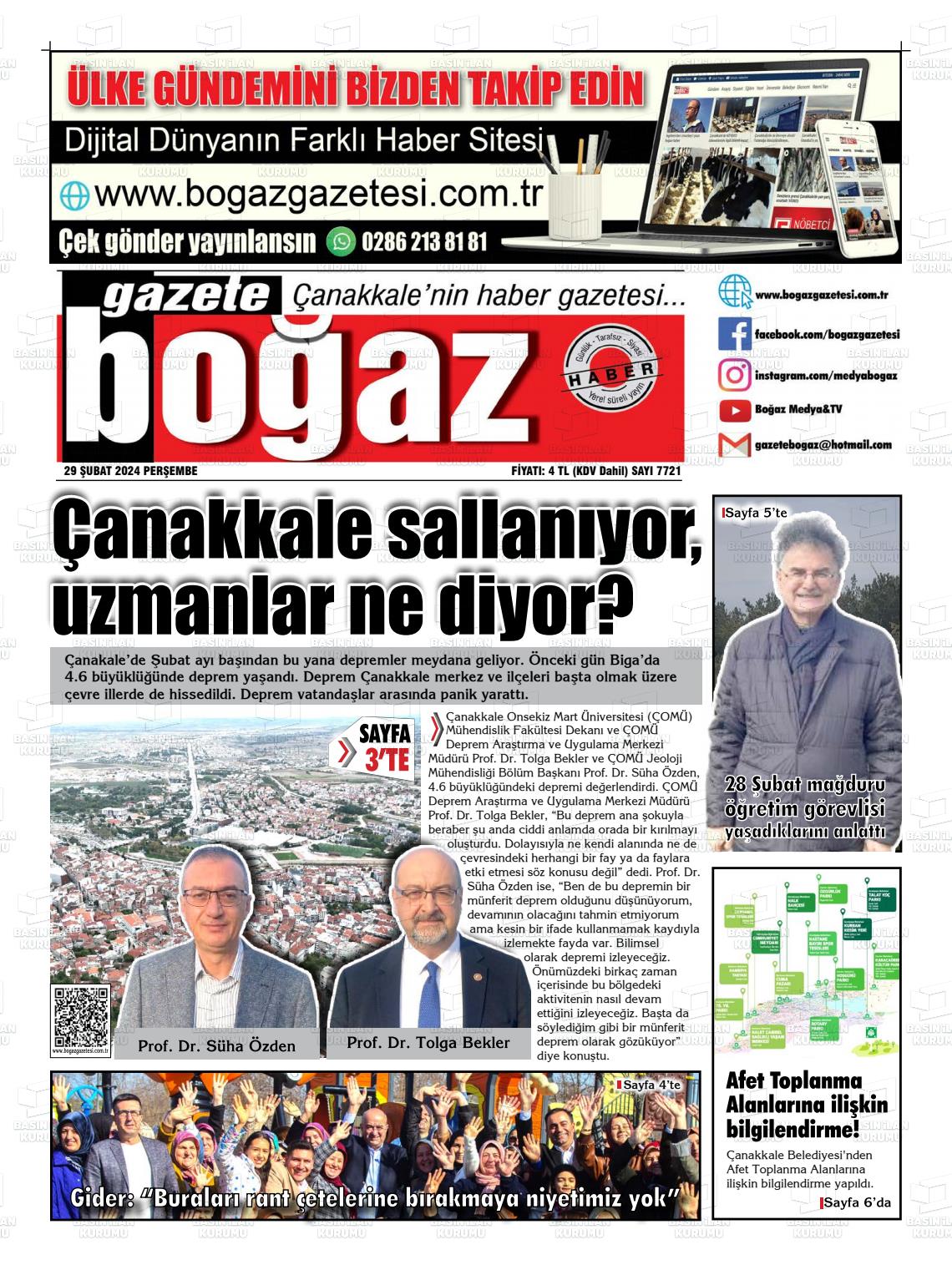 29 Şubat 2024 Bogaz Gazete Manşeti