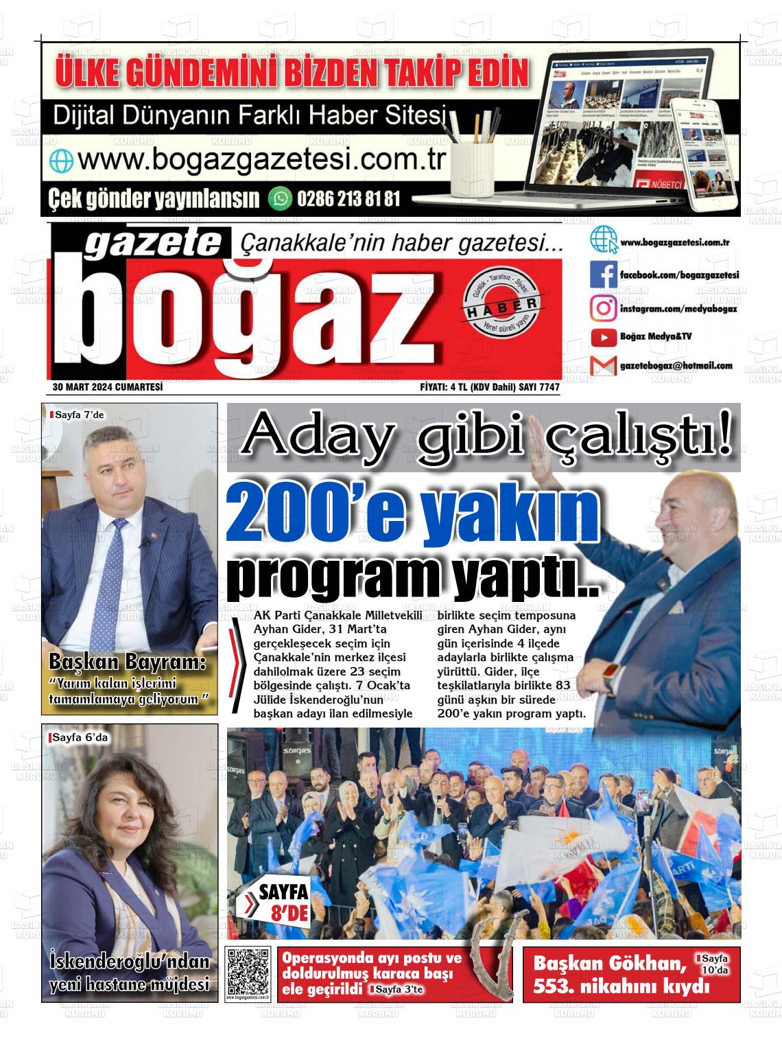 30 Mart 2024 Bogaz Gazete Manşeti