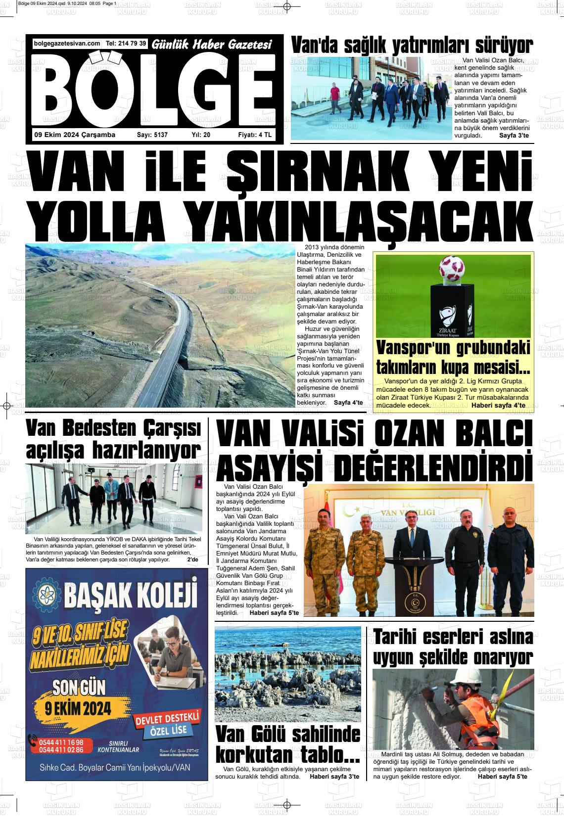 09 Ekim 2024 Bölge  Silvan Gazete Manşeti