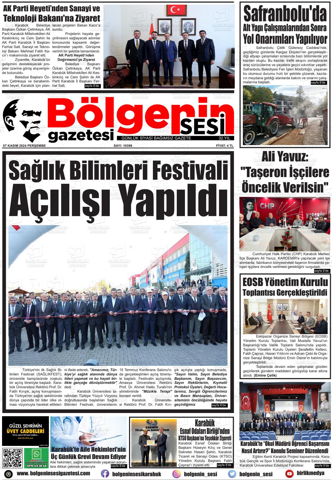 07 Kasım 2024 Bölgenin Sesi Gazete Manşeti