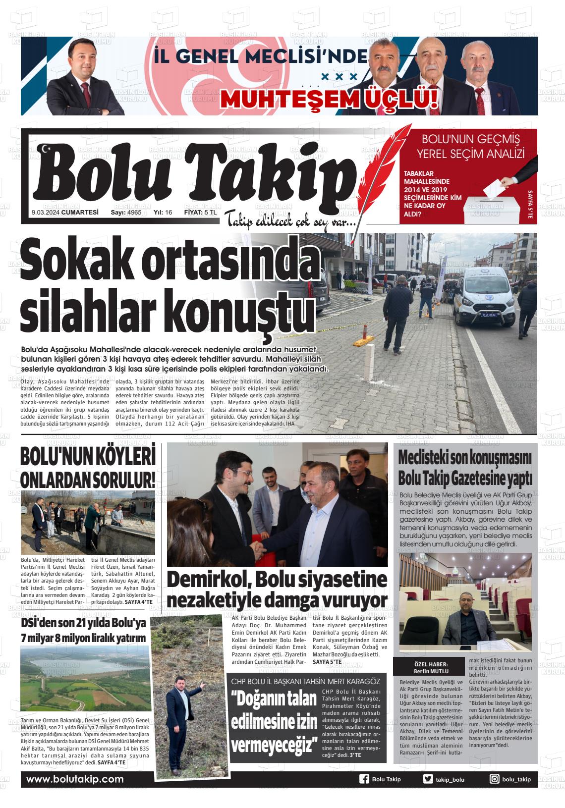 09 Mart 2024 Bolu Takip Gazete Manşeti