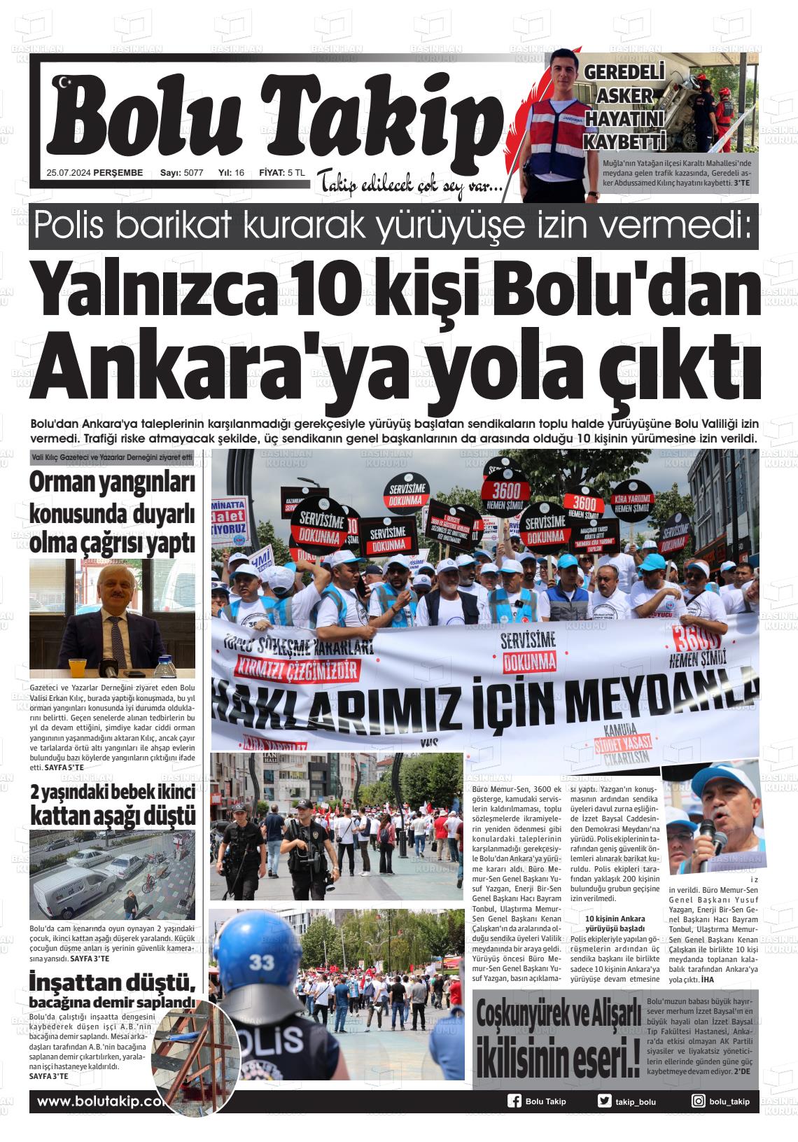 25 Temmuz 2024 Bolu Takip Gazete Manşeti