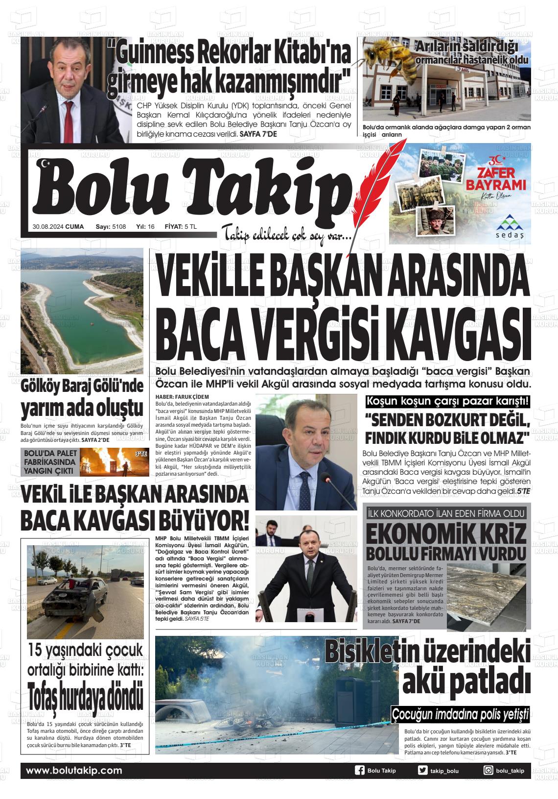 30 Ağustos 2024 Bolu Takip Gazete Manşeti