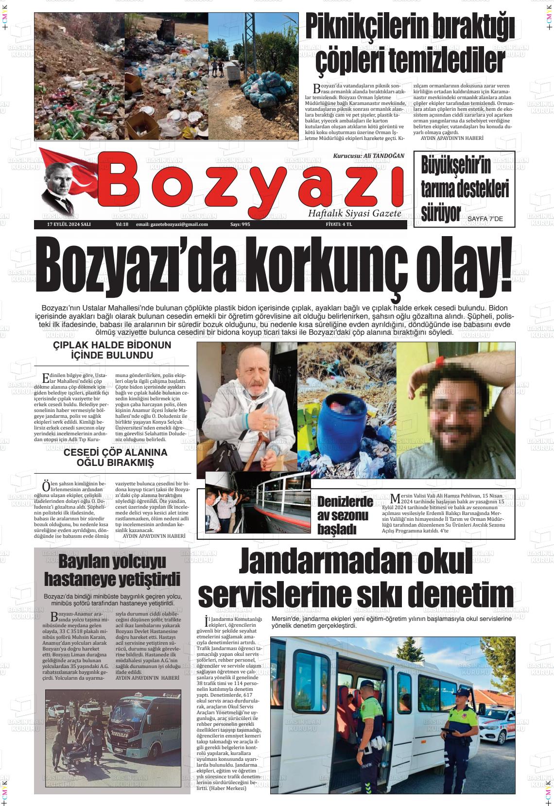 17 Eylül 2024 Bozyazi Gazete Manşeti