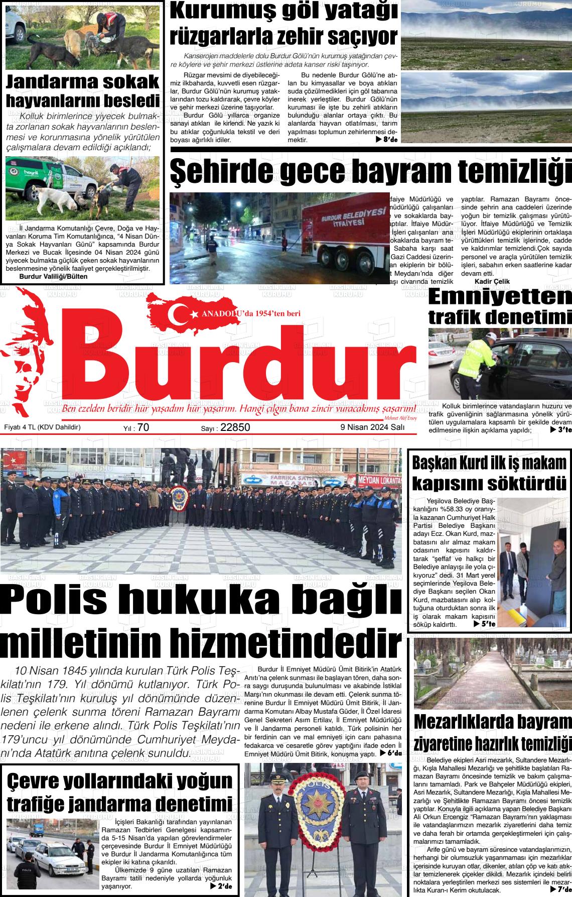 09 Nisan 2024 Burdur Gazete Manşeti