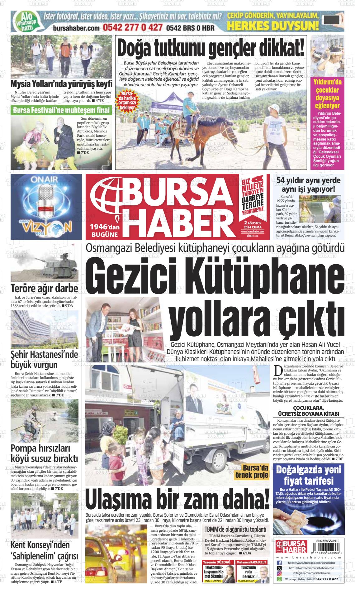 02 Ağustos 2024 Bursa Haber Gazete Manşeti