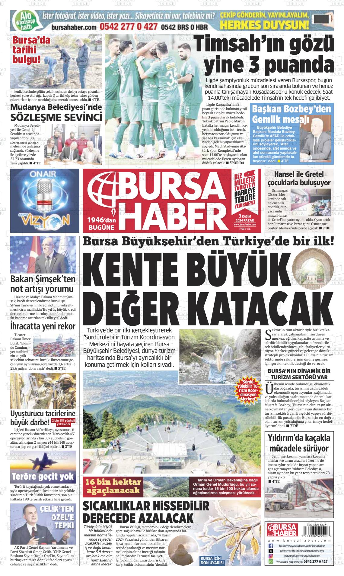 03 Kasım 2024 Bursa Haber Gazete Manşeti