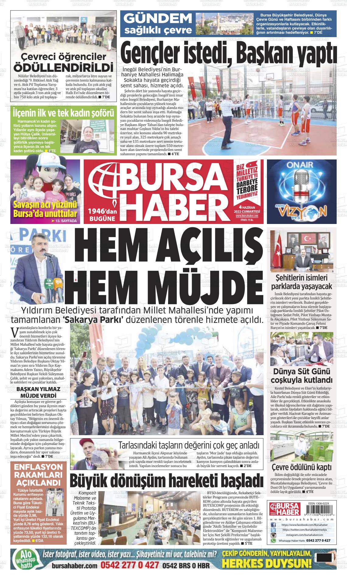 04 Haziran 2022 Bursa Haber Gazete Manşeti