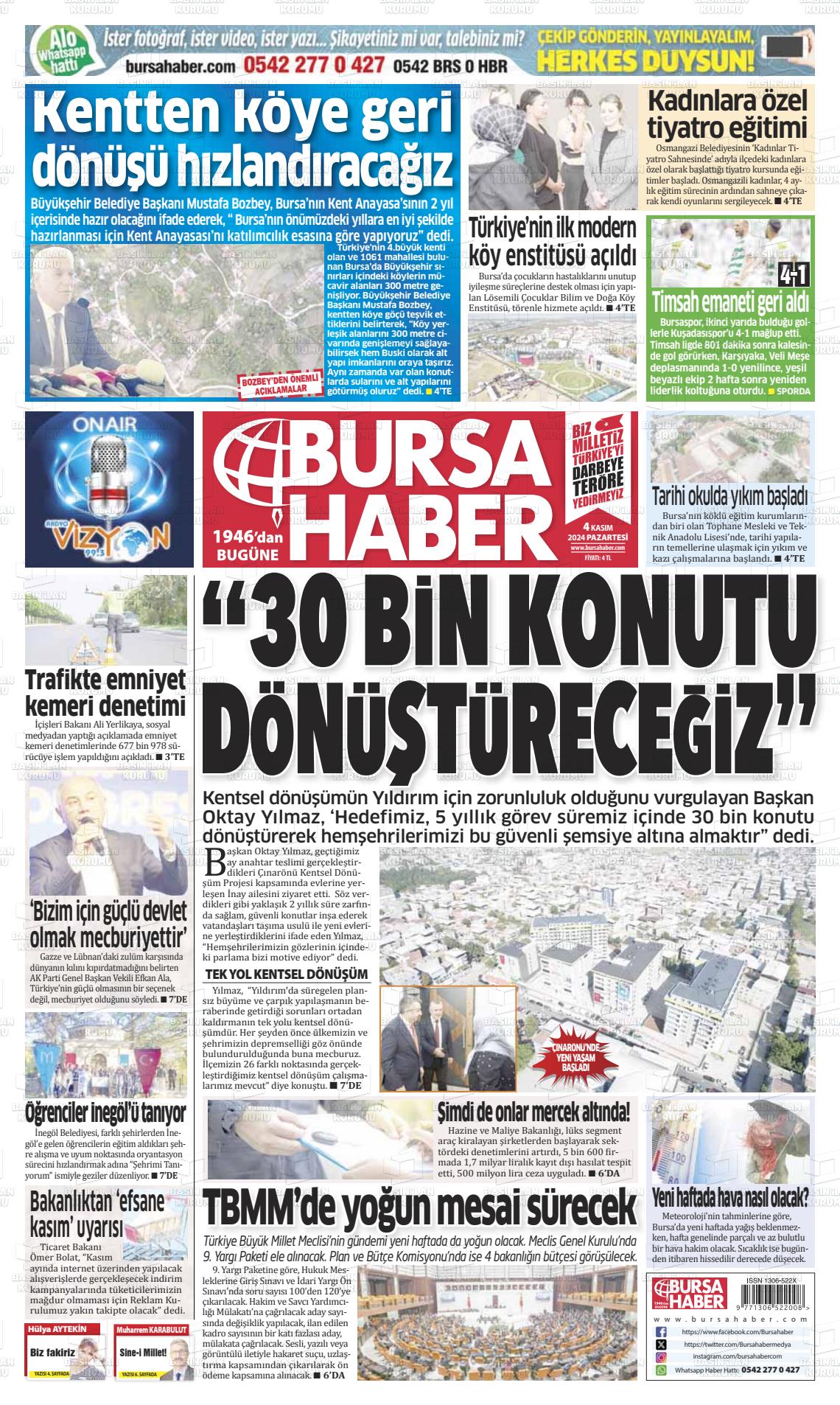 04 Kasım 2024 Bursa Haber Gazete Manşeti