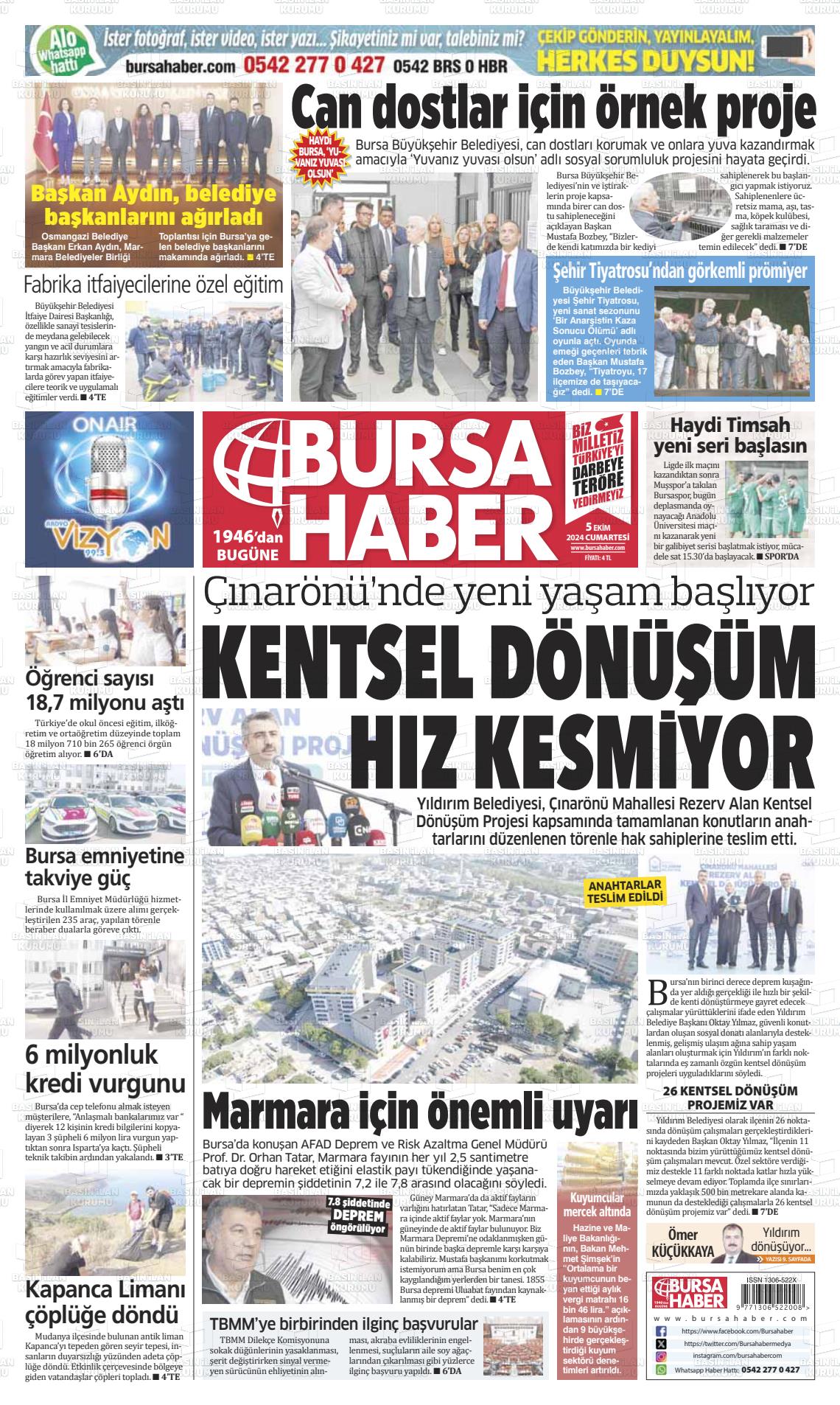 05 Ekim 2024 Bursa Haber Gazete Manşeti