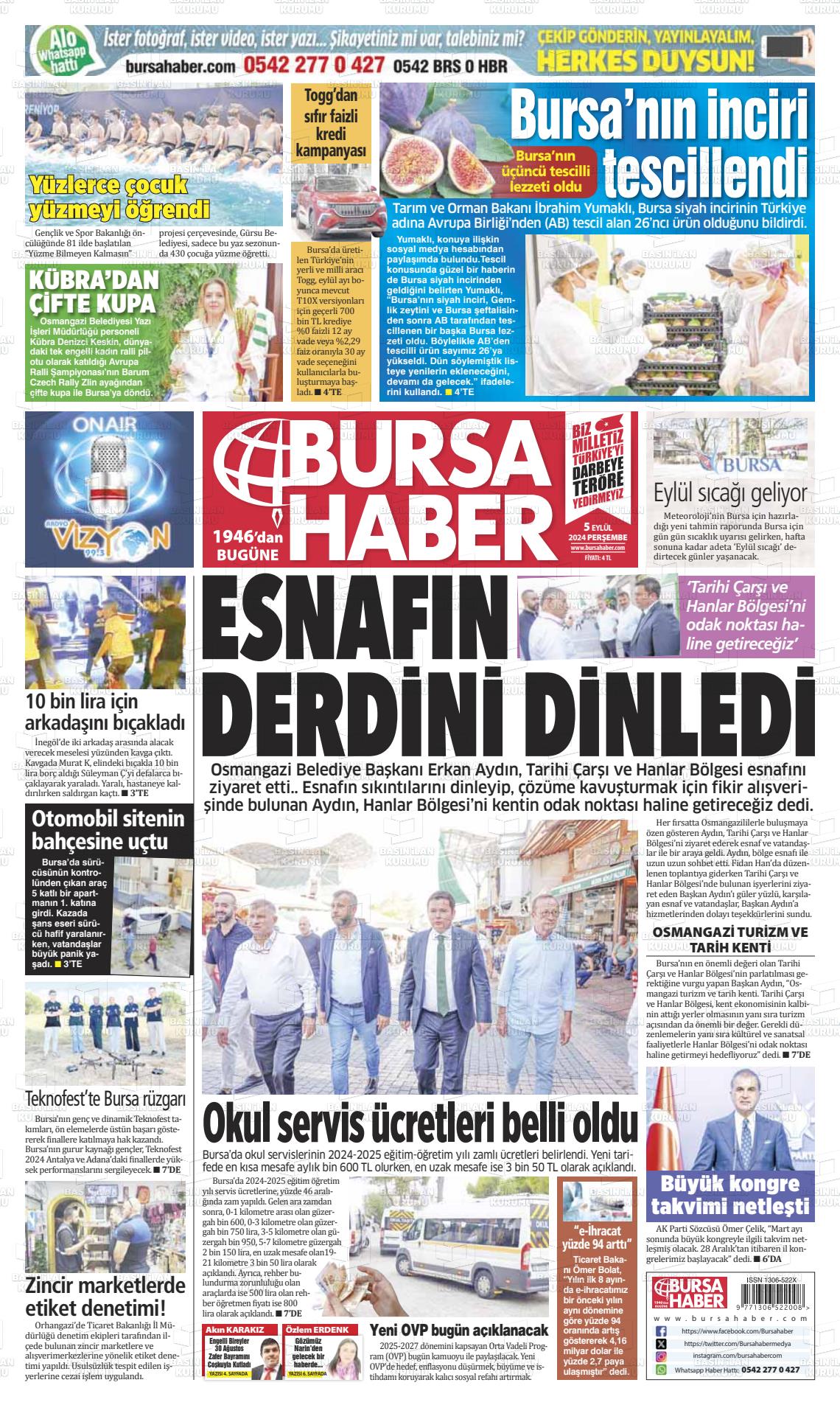 05 Eylül 2024 Bursa Haber Gazete Manşeti