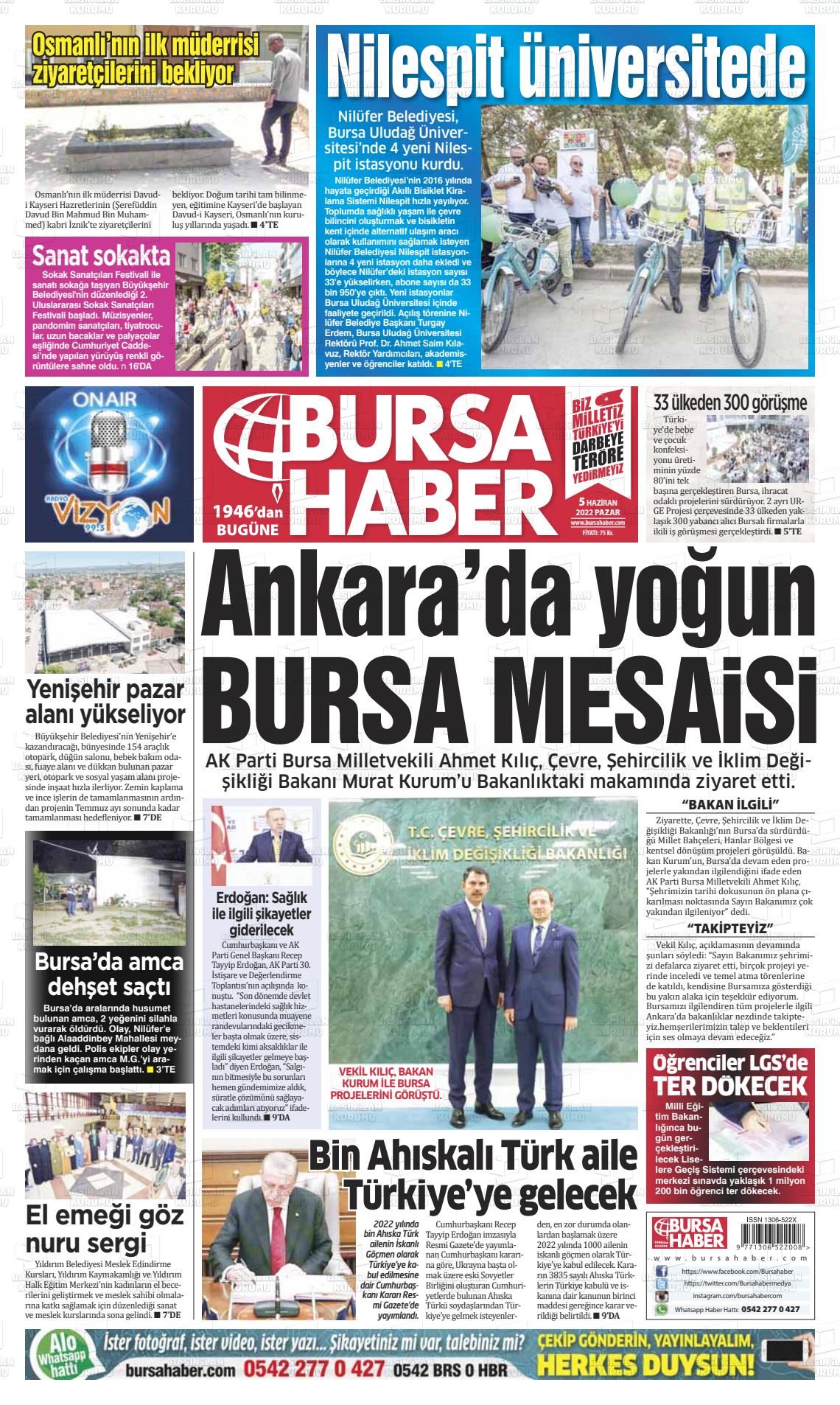 05 Haziran 2022 Bursa Haber Gazete Manşeti