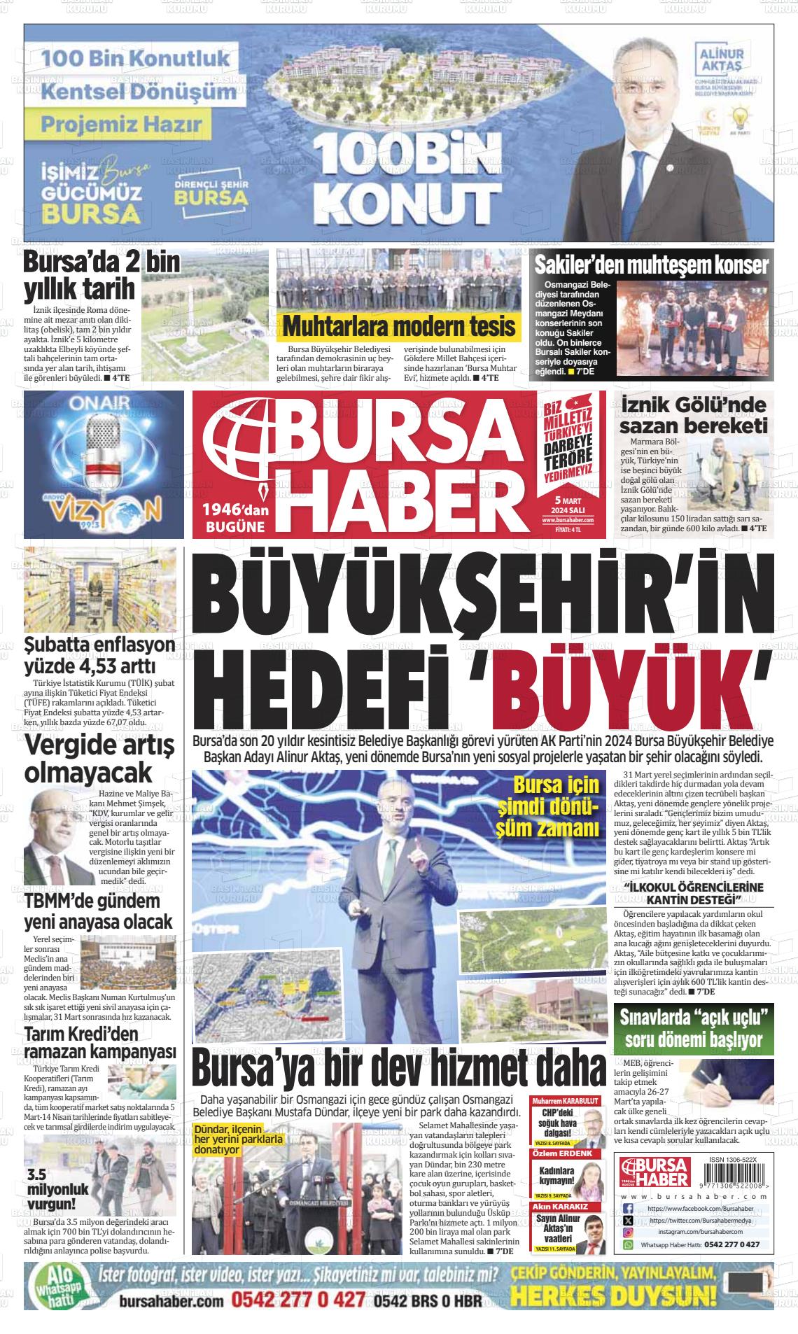 05 Mart 2024 Bursa Haber Gazete Manşeti