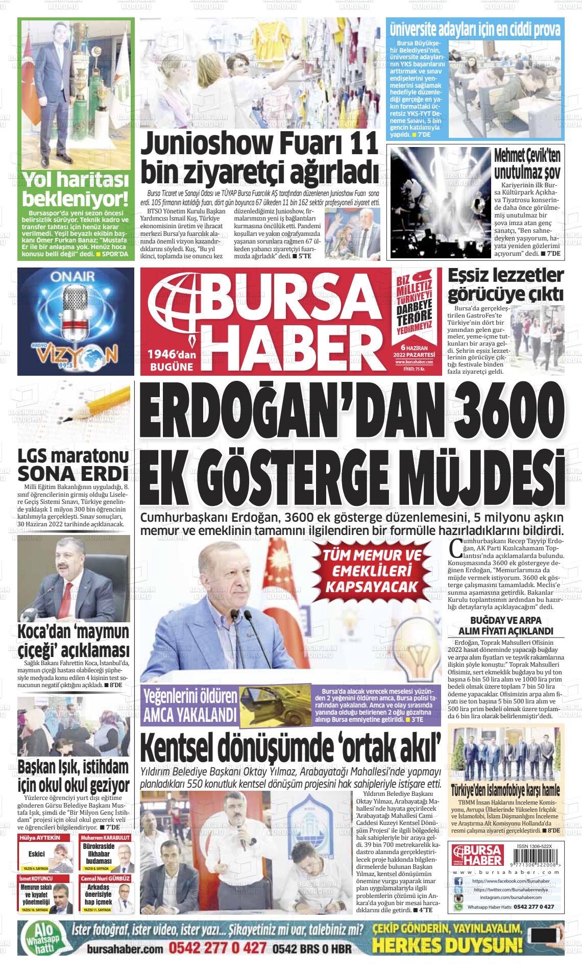 06 Haziran 2022 Bursa Haber Gazete Manşeti