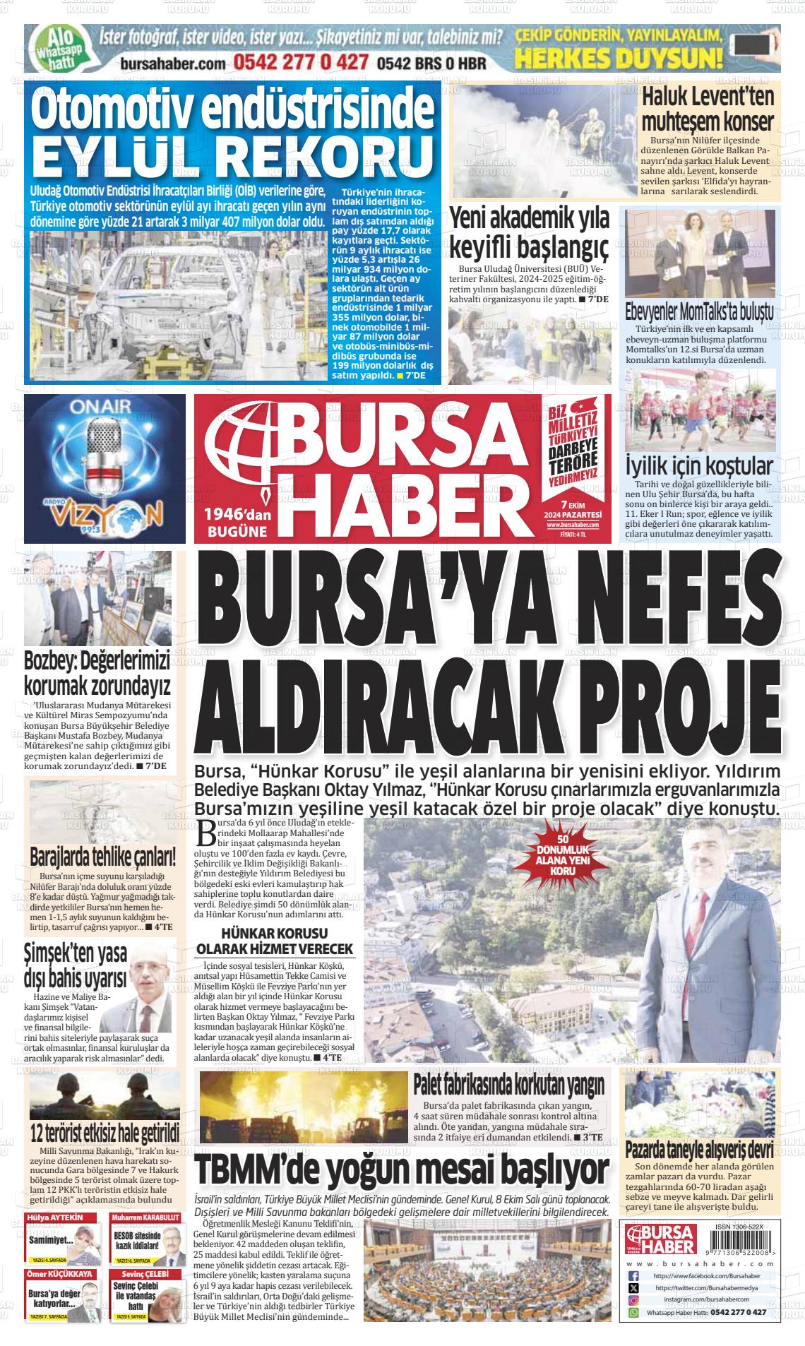 07 Ekim 2024 Bursa Haber Gazete Manşeti