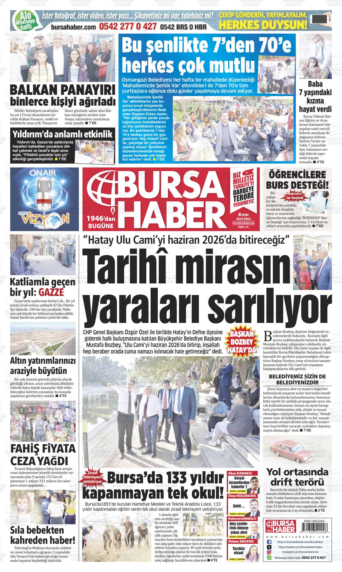 08 Ekim 2024 Bursa Haber Gazete Manşeti