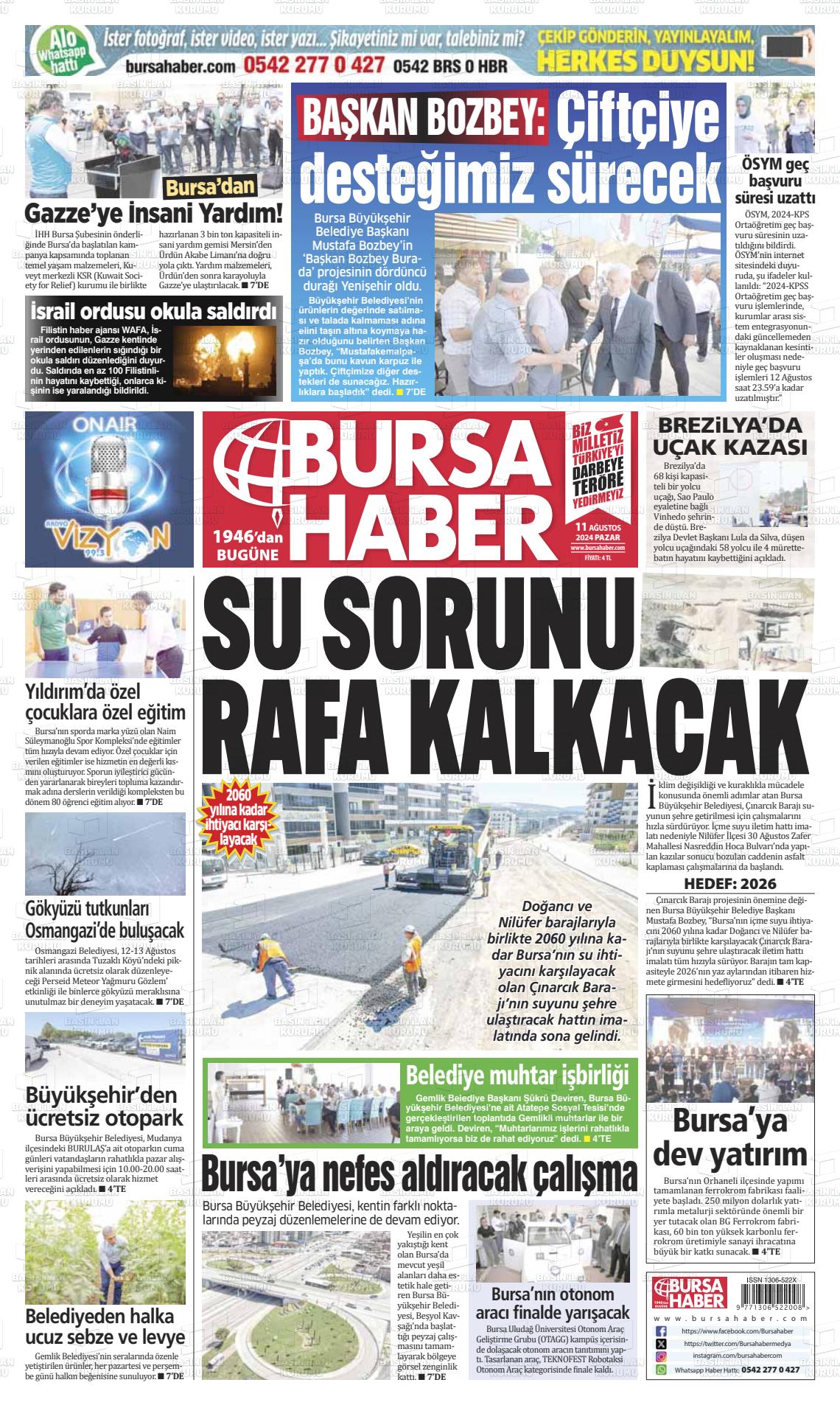 11 Ağustos 2024 Bursa Haber Gazete Manşeti