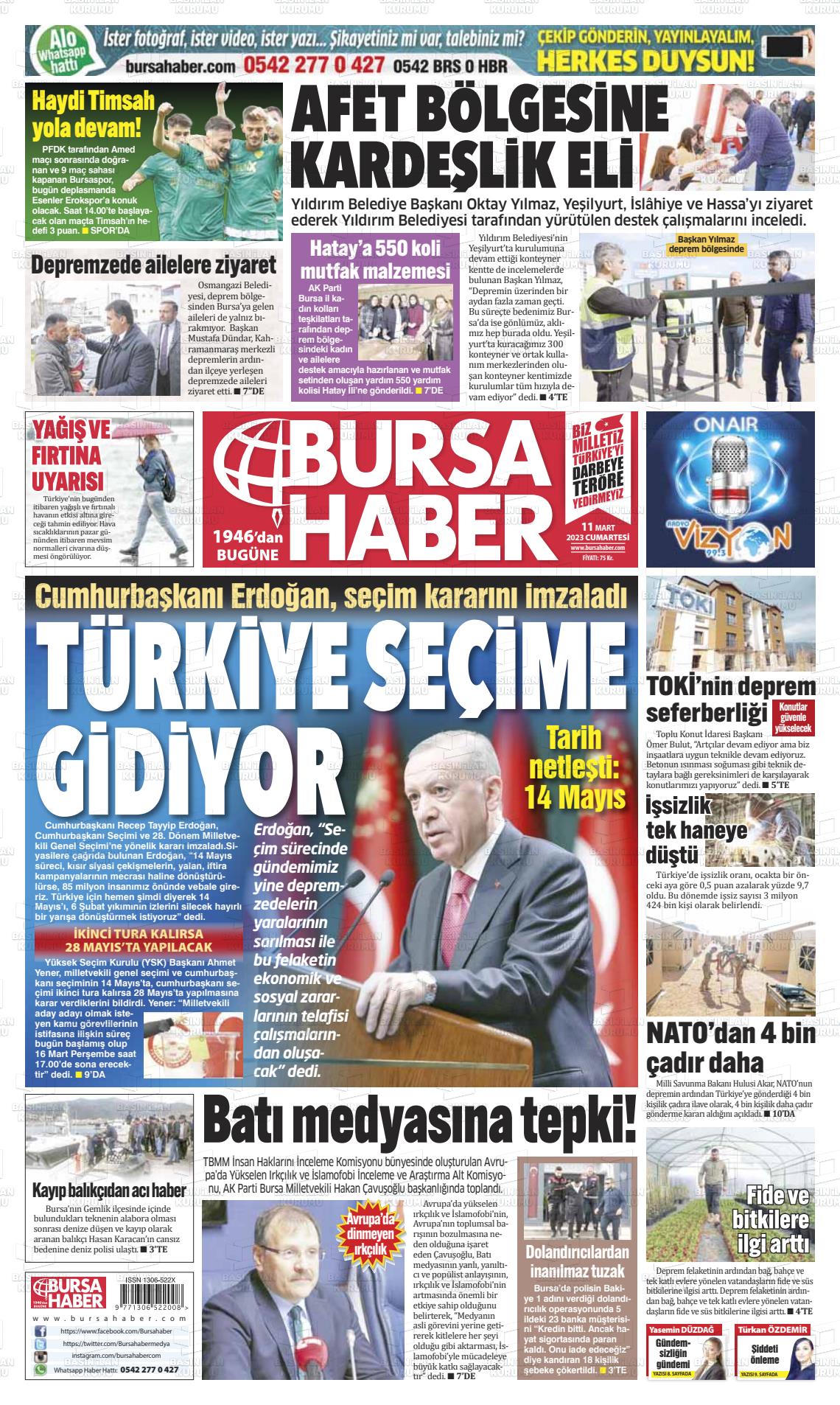 09 Mayıs 2023 Bursa Haber Gazete Manşeti