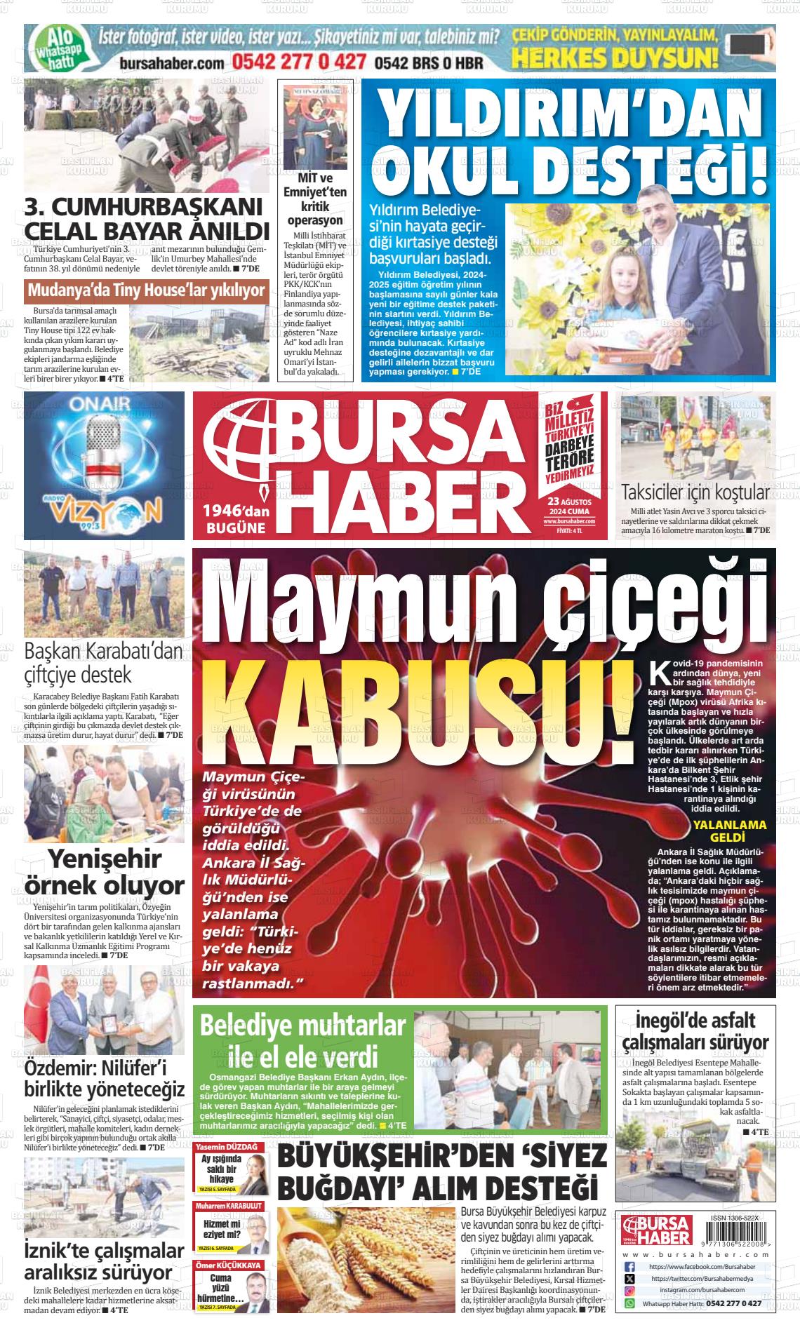 23 Ağustos 2024 Bursa Haber Gazete Manşeti