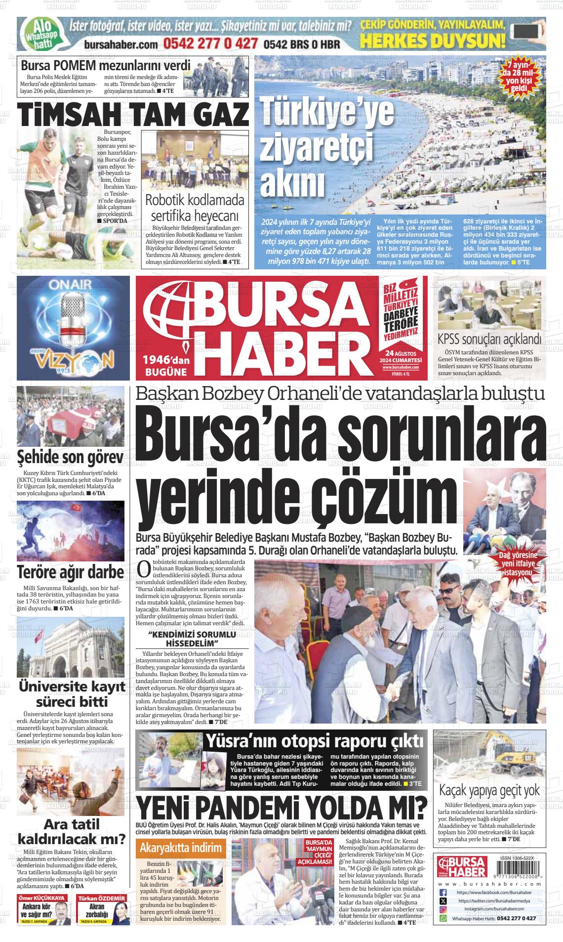 24 Ağustos 2024 Bursa Haber Gazete Manşeti