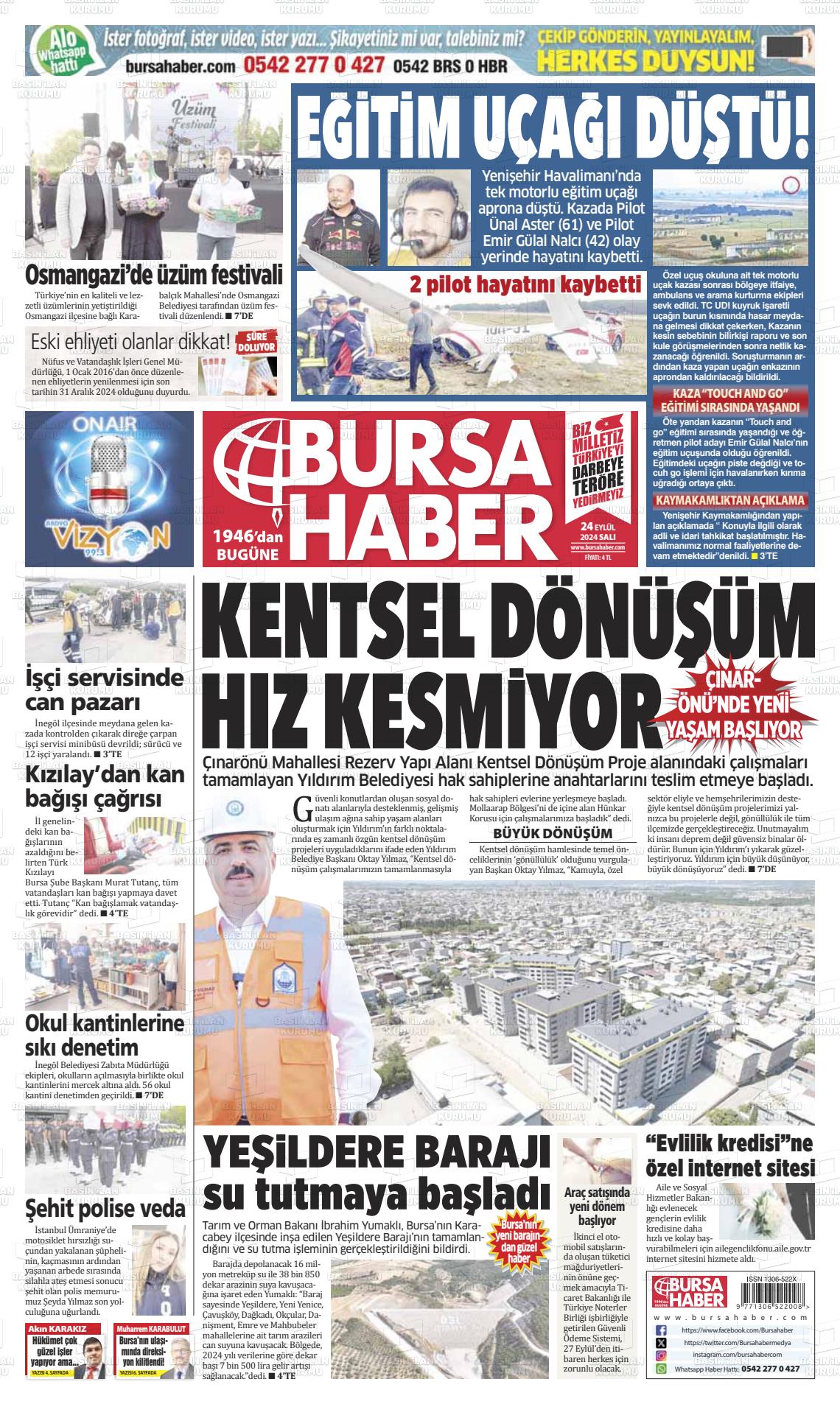 24 Eylül 2024 Bursa Haber Gazete Manşeti