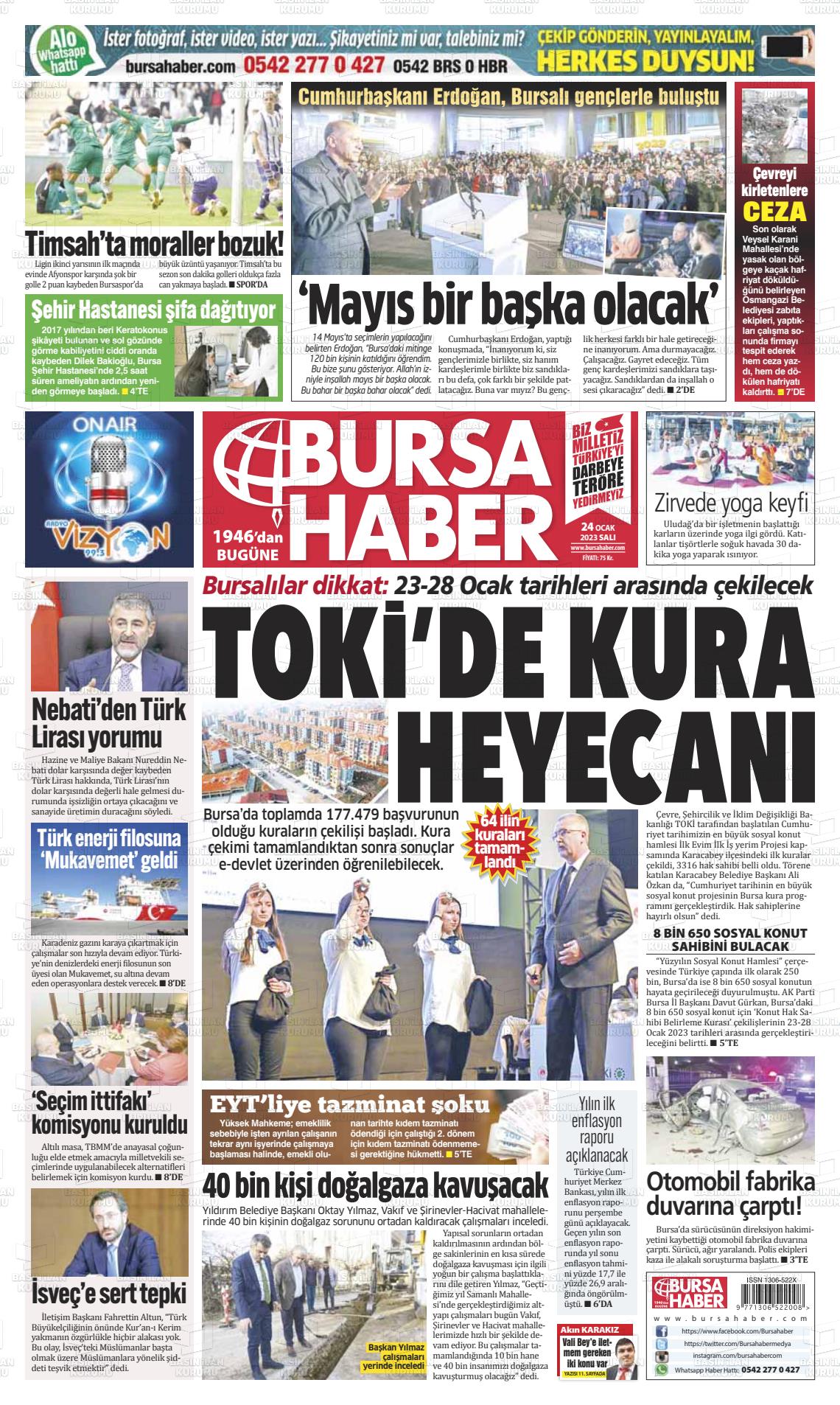 24 Ocak 2023 Bursa Haber Gazete Manşeti