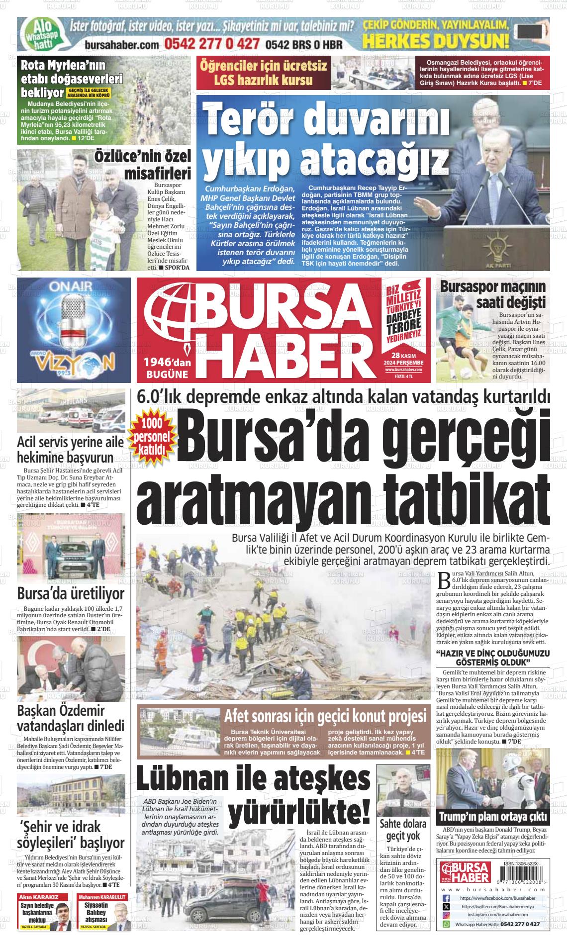 02 Aralık 2024 Bursa Haber Gazete Manşeti