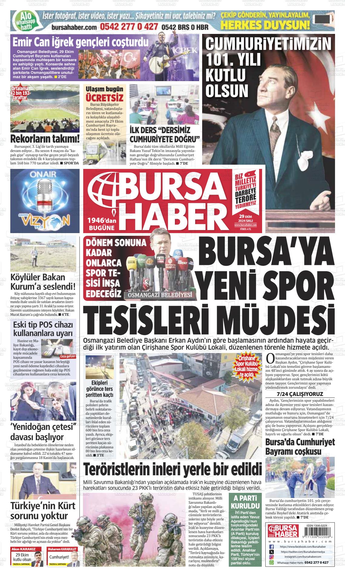 29 Ekim 2024 Bursa Haber Gazete Manşeti