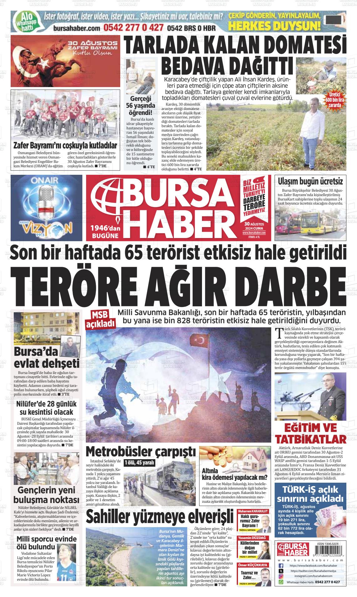 30 Ağustos 2024 Bursa Haber Gazete Manşeti