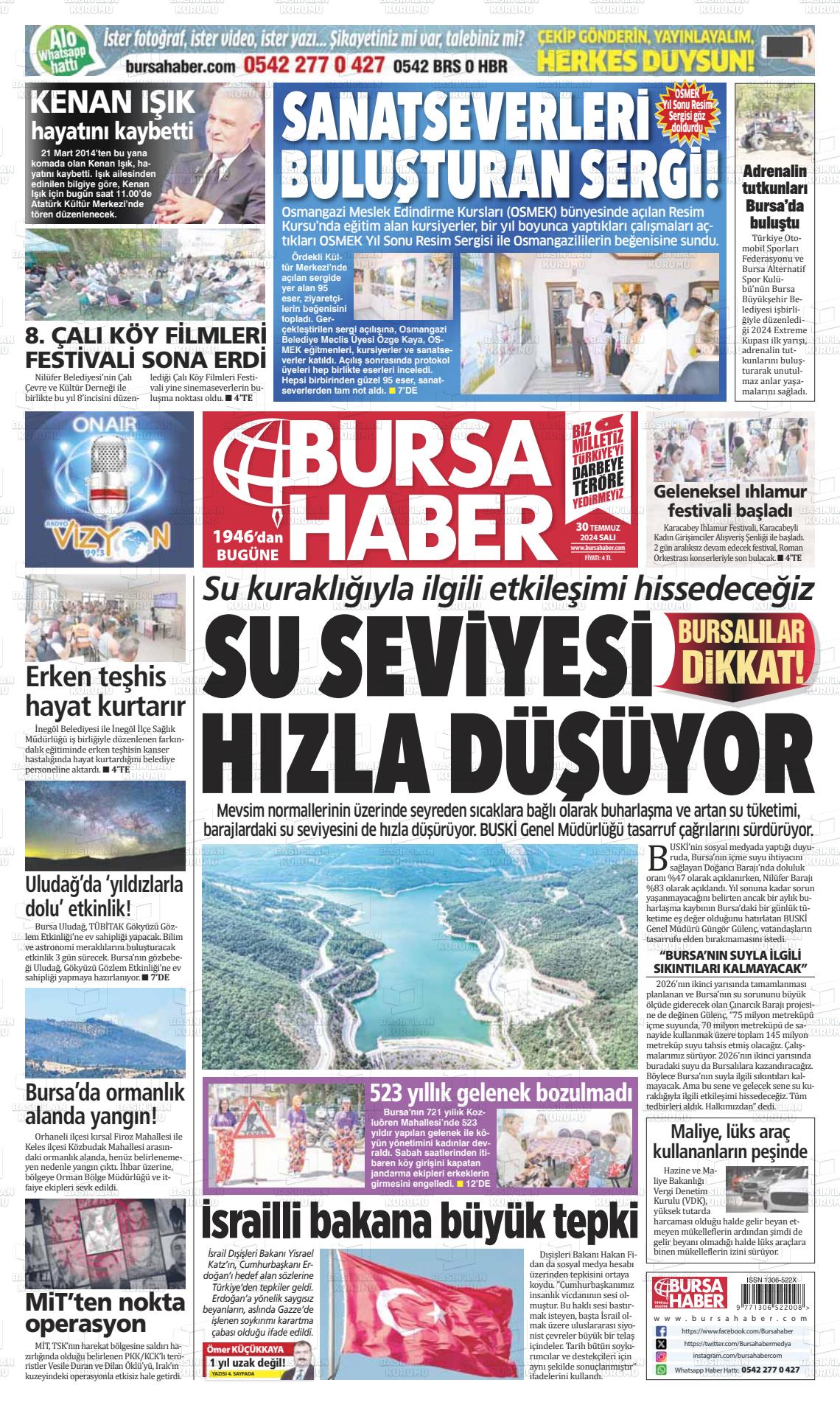 30 Temmuz 2024 Bursa Haber Gazete Manşeti