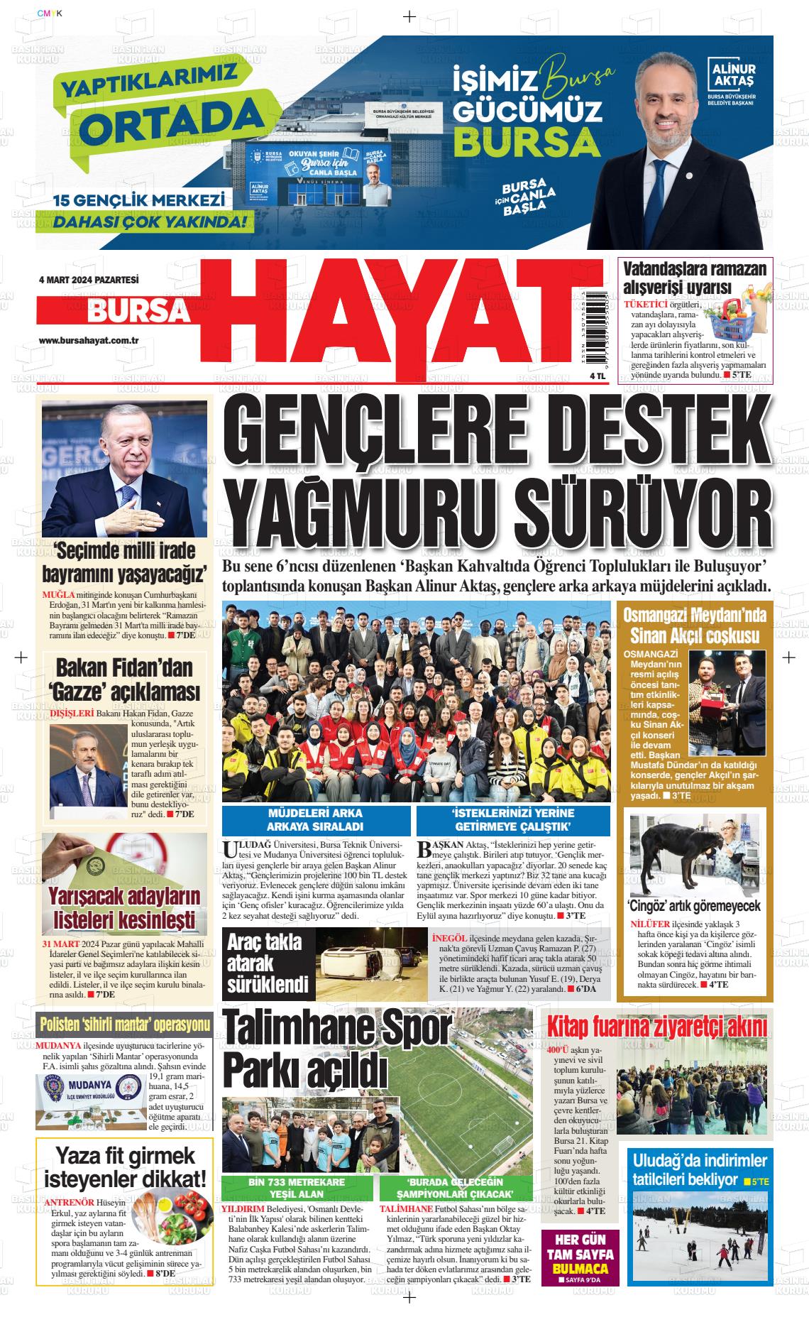 04 Mart 2024 Bursa Hayat Gazete Manşeti