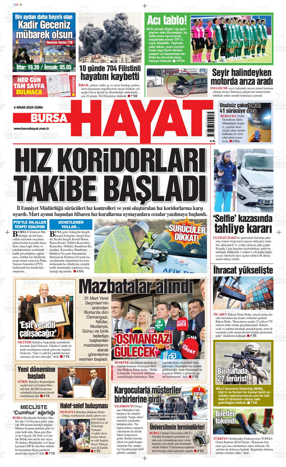 05 Nisan 2024 Bursa Hayat Gazete Manşeti