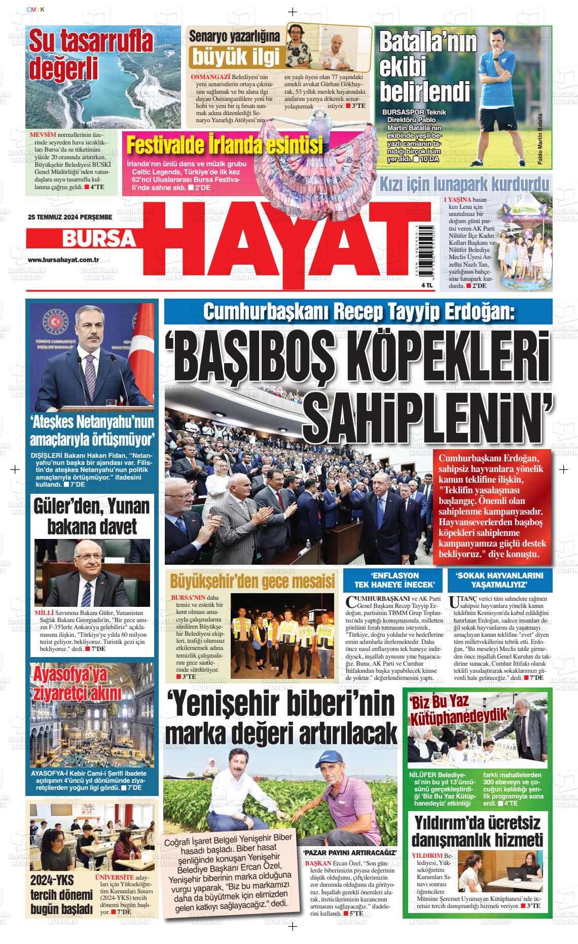 25 Temmuz 2024 Bursa Hayat Gazete Manşeti