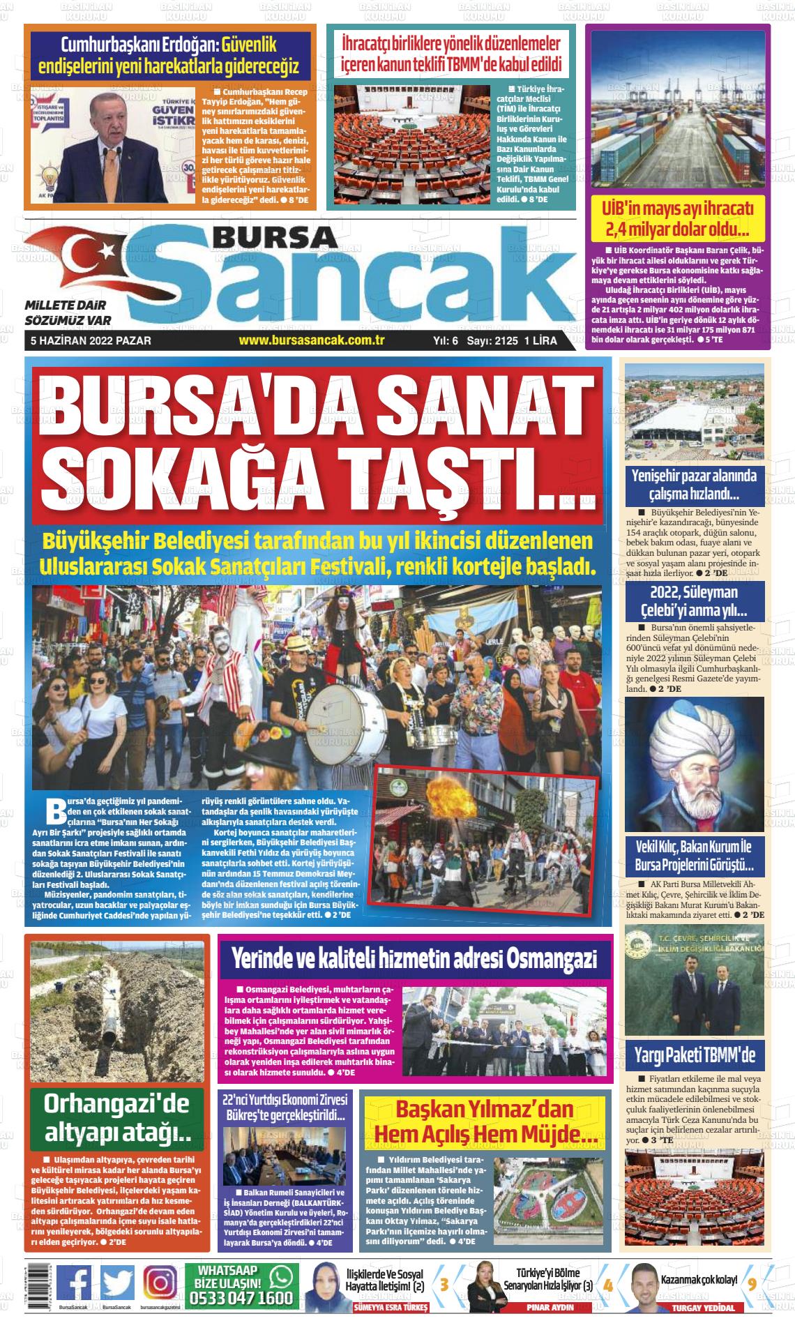 05 Haziran 2022 Bursa Sancak Gazete Manşeti