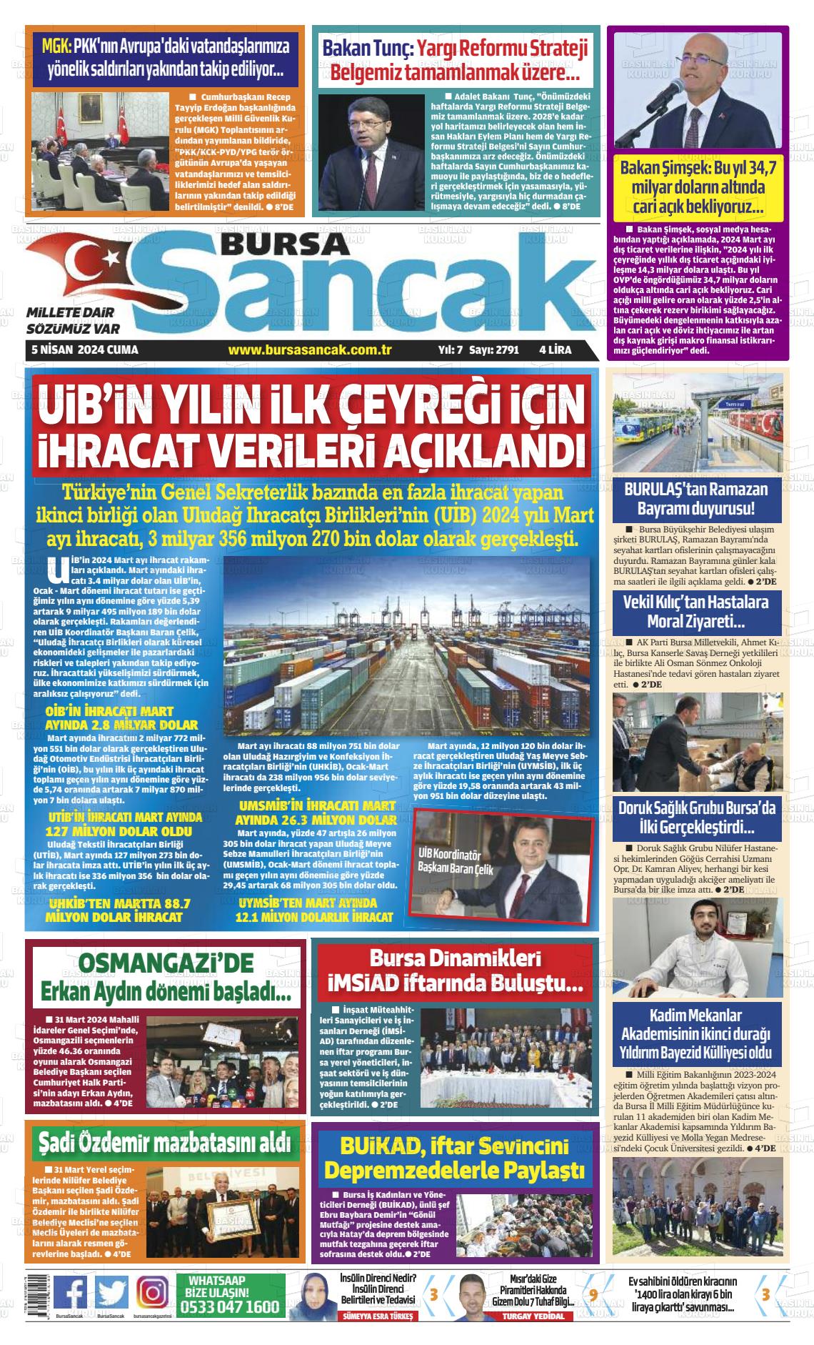 06 Nisan 2024 Bursa Sancak Gazete Manşeti