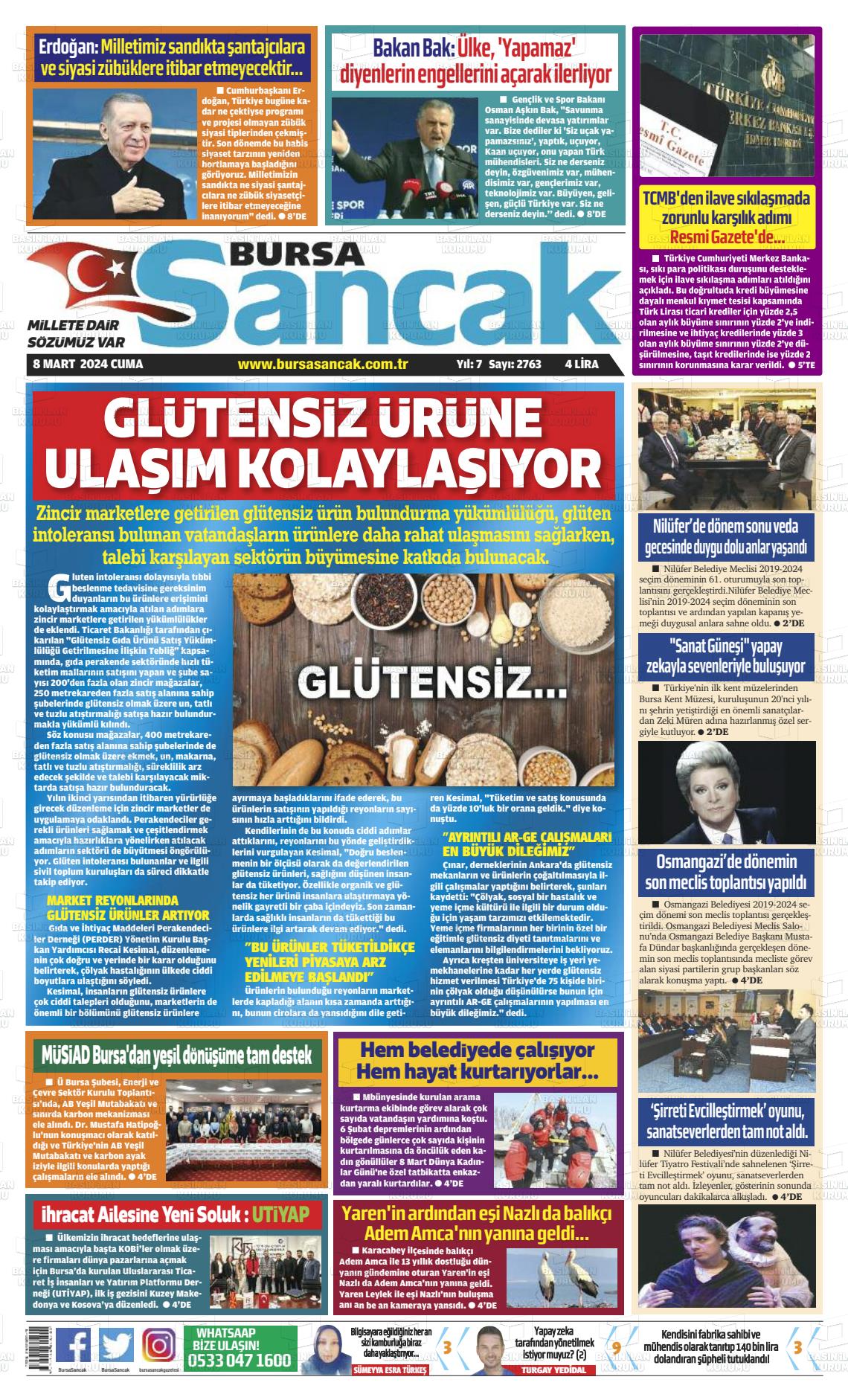 08 Mart 2024 Bursa Sancak Gazete Manşeti