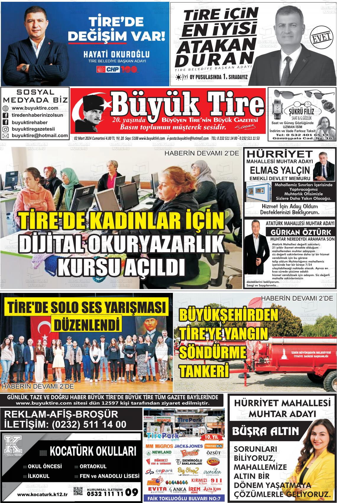 02 Mart 2024 Büyük Tire Gazete Manşeti