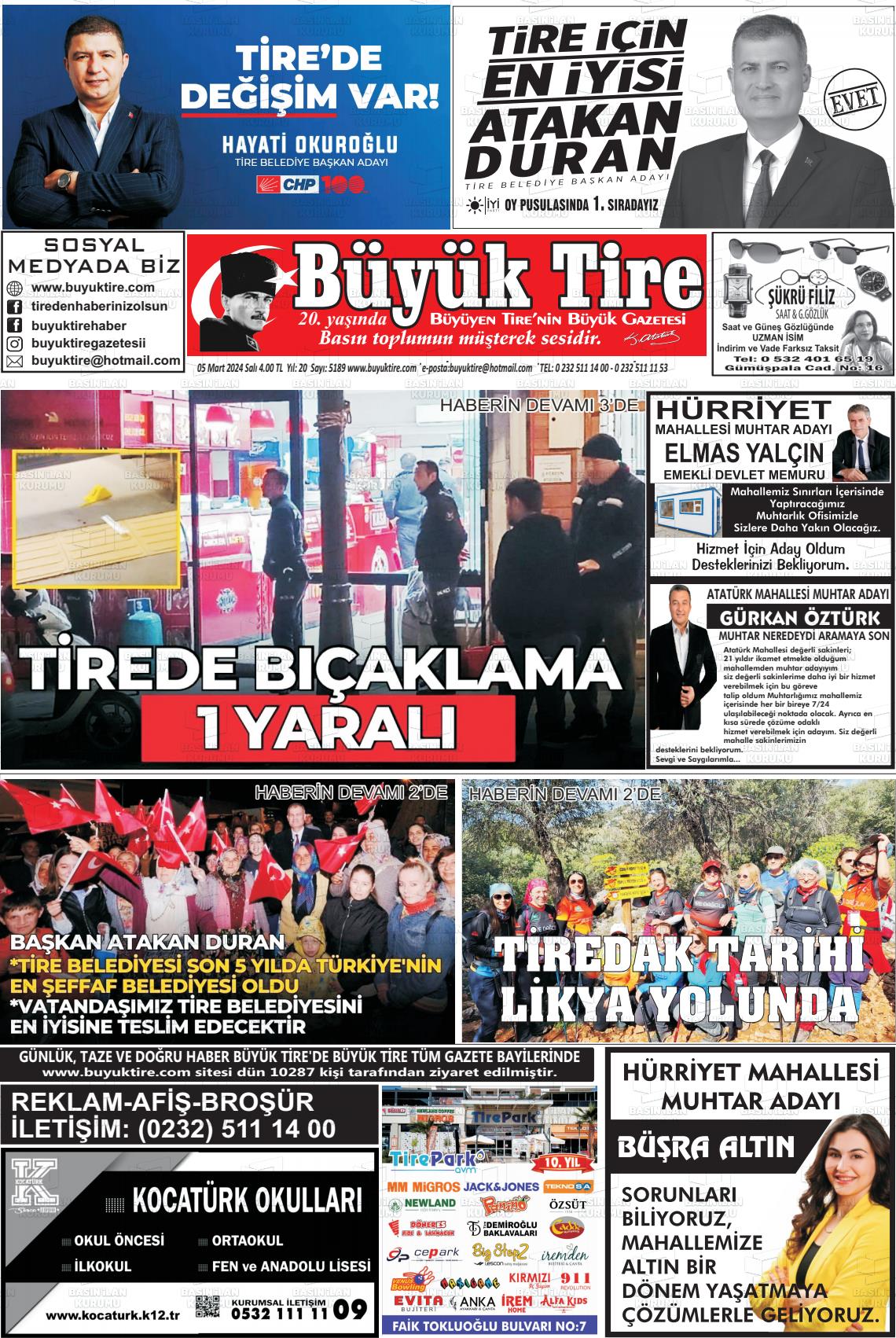 05 Mart 2024 Büyük Tire Gazete Manşeti