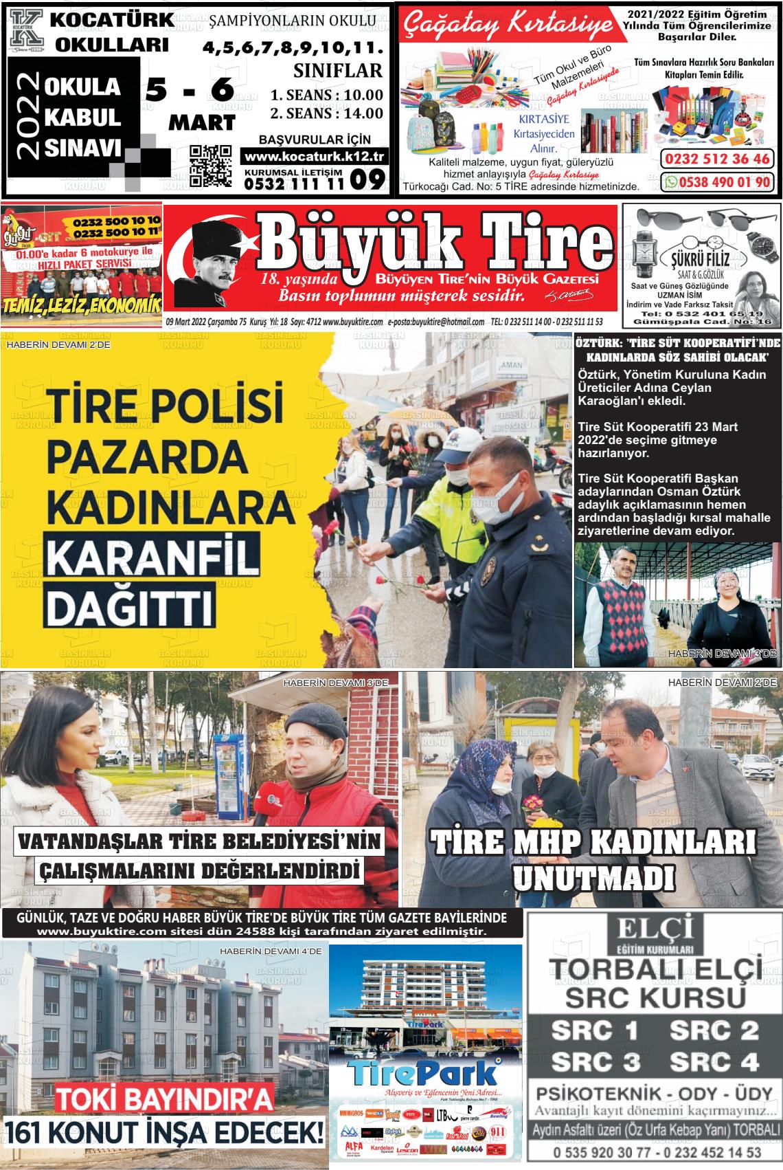 09 Mart 2022 Büyük Tire Gazete Manşeti