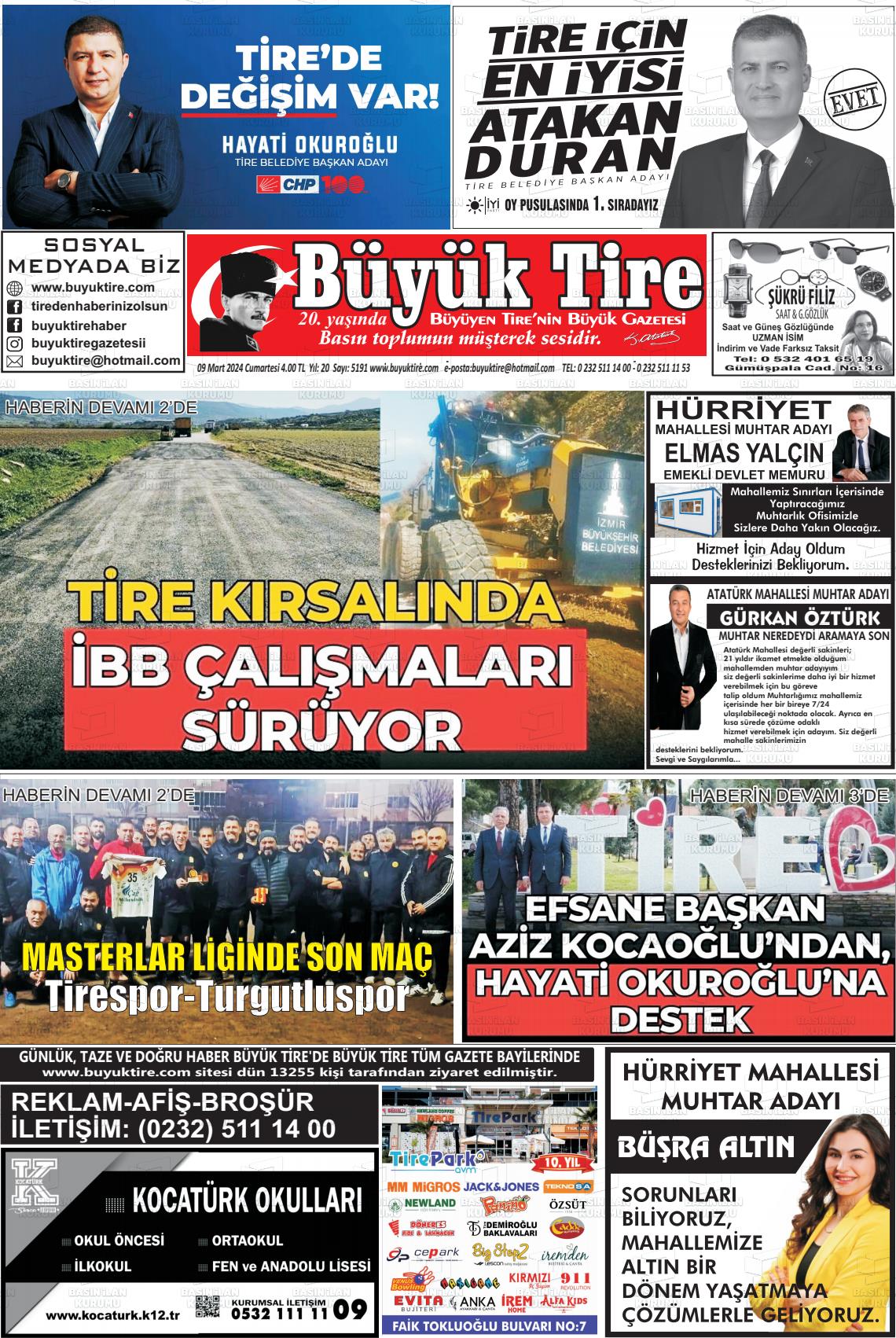 09 Mart 2024 Büyük Tire Gazete Manşeti