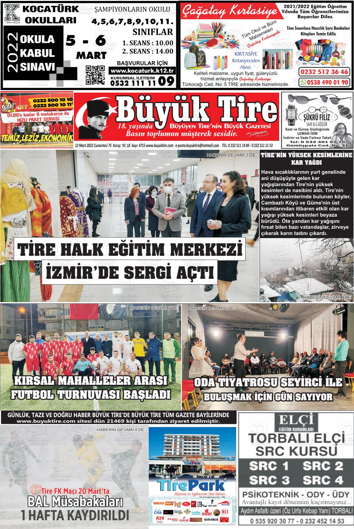 12 Mart 2022 Büyük Tire Gazete Manşeti