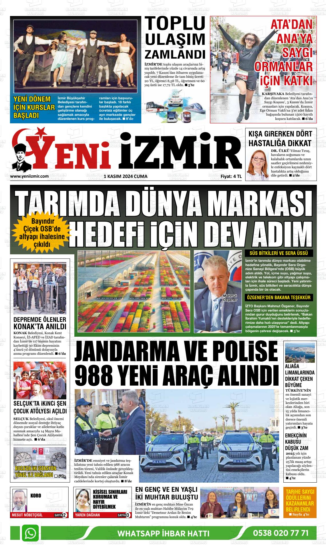 01 Kasım 2024 Büyük Torbalı Gazete Manşeti