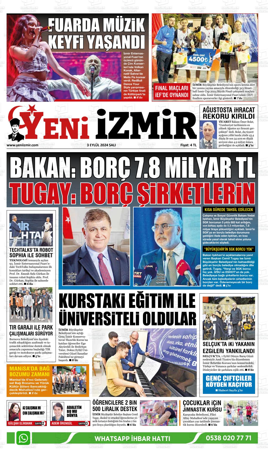 03 Eylül 2024 Büyük Torbalı Gazete Manşeti