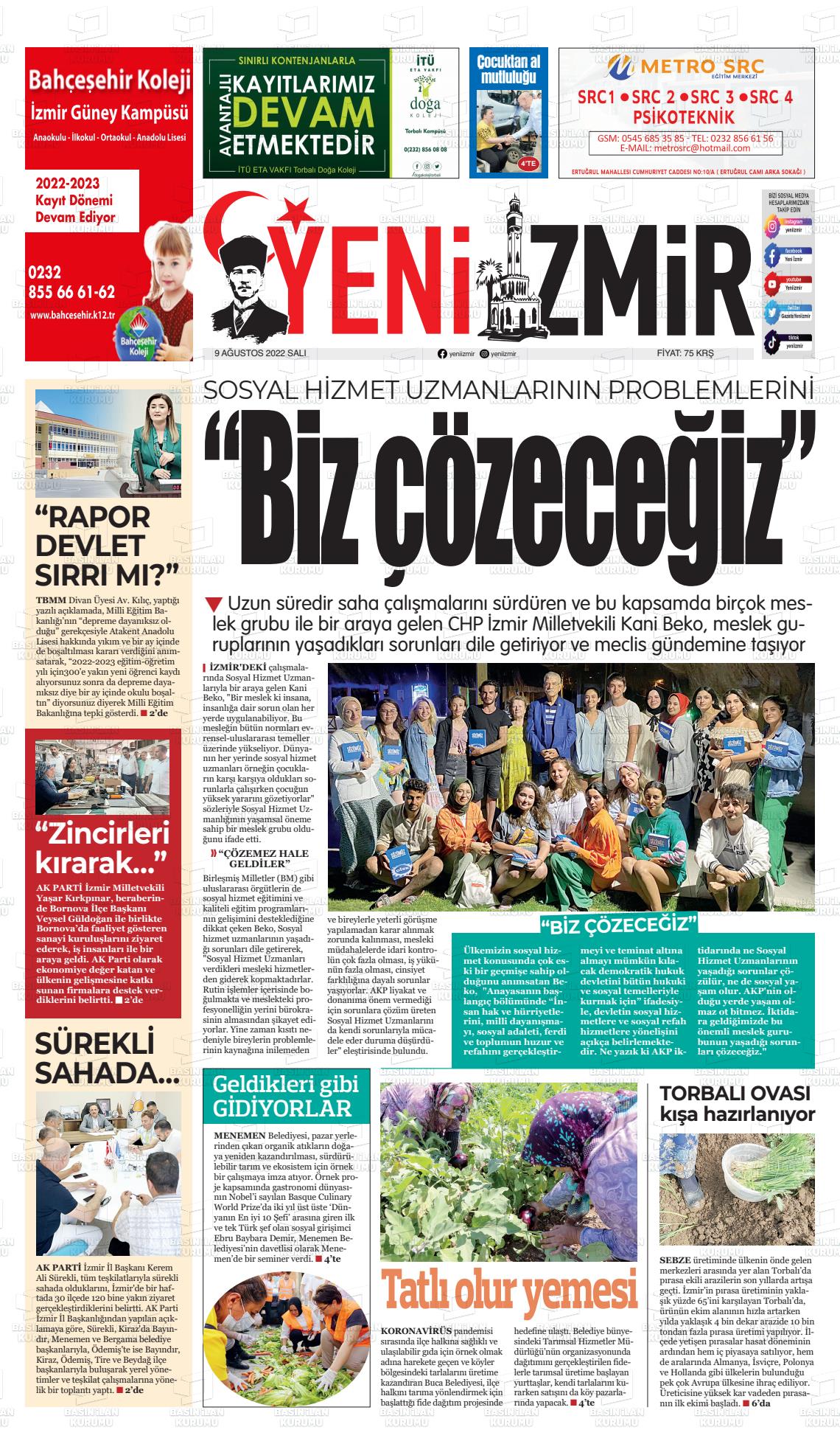 09 Ağustos 2022 Büyük Torbalı Gazete Manşeti