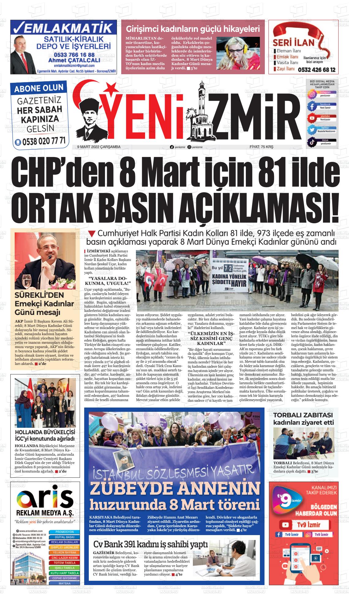 09 Mart 2022 Büyük Torbalı Gazete Manşeti