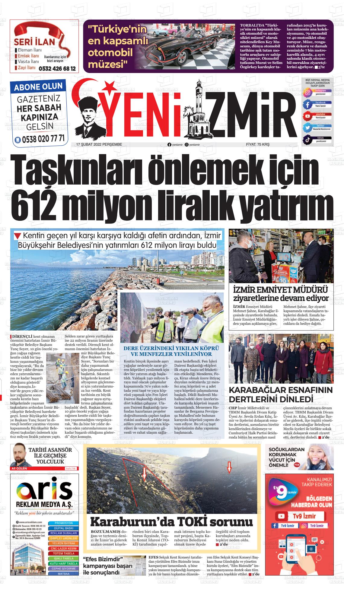 17 Şubat 2022 Büyük Torbalı Gazete Manşeti