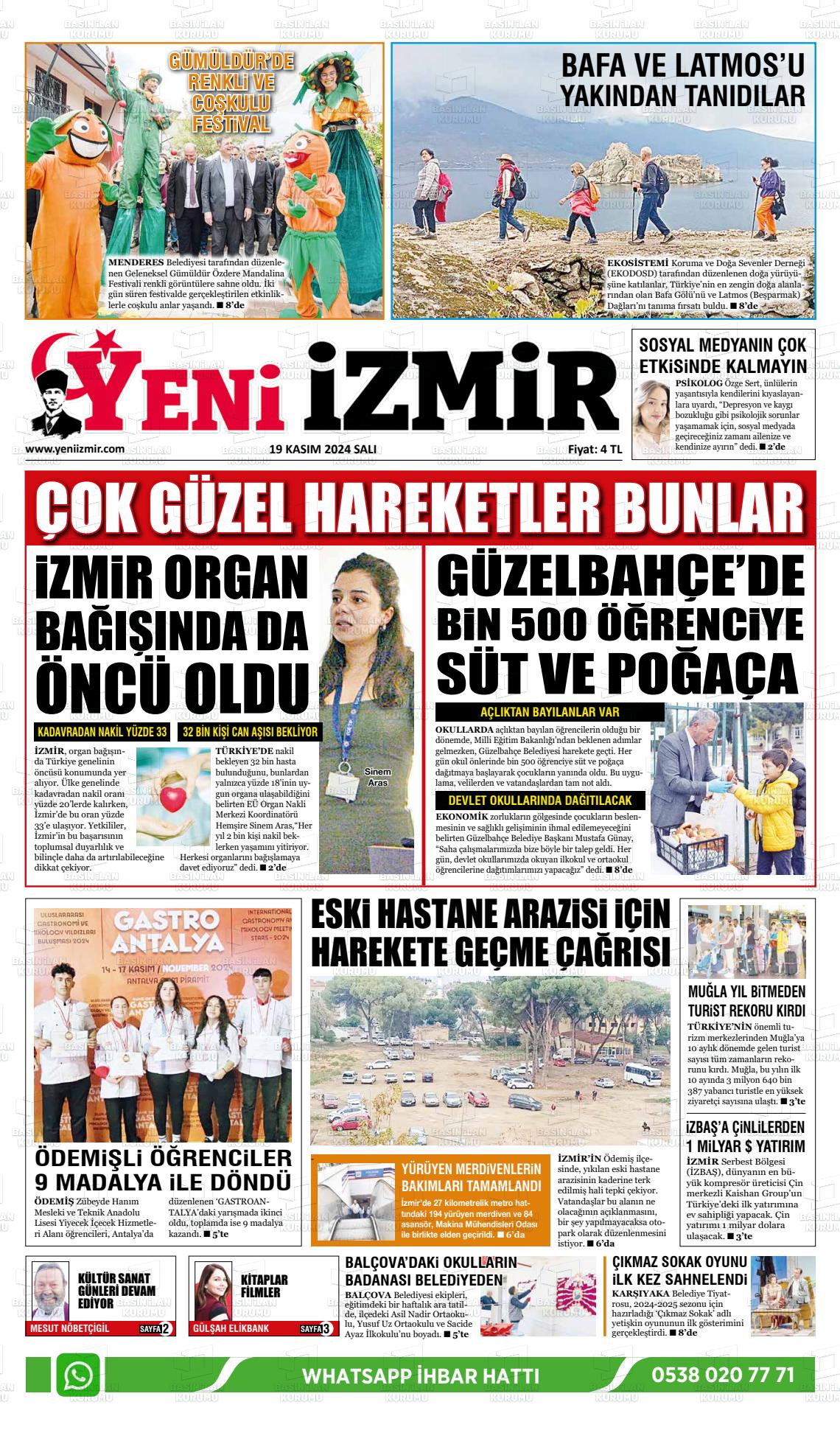 19 Kasım 2024 Büyük Torbalı Gazete Manşeti