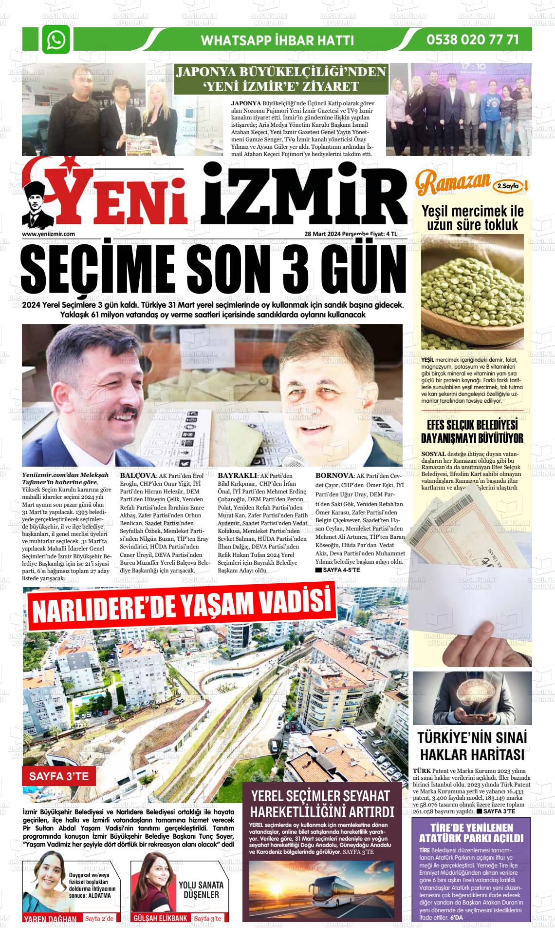 28 Mart 2024 Büyük Torbalı Gazete Manşeti